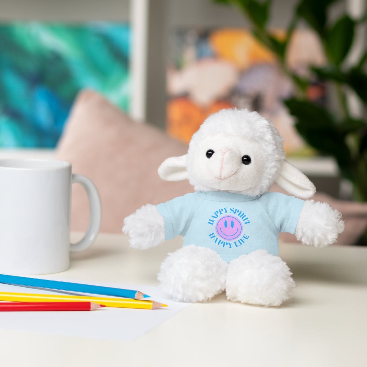 Happy Spirit Happy Life Stuffie, Stuffy, Stuffed Animals with Tee, Happy Mind Gift, Inspo , Love Toy Panda, Bear, Bunny, Jaguar, She