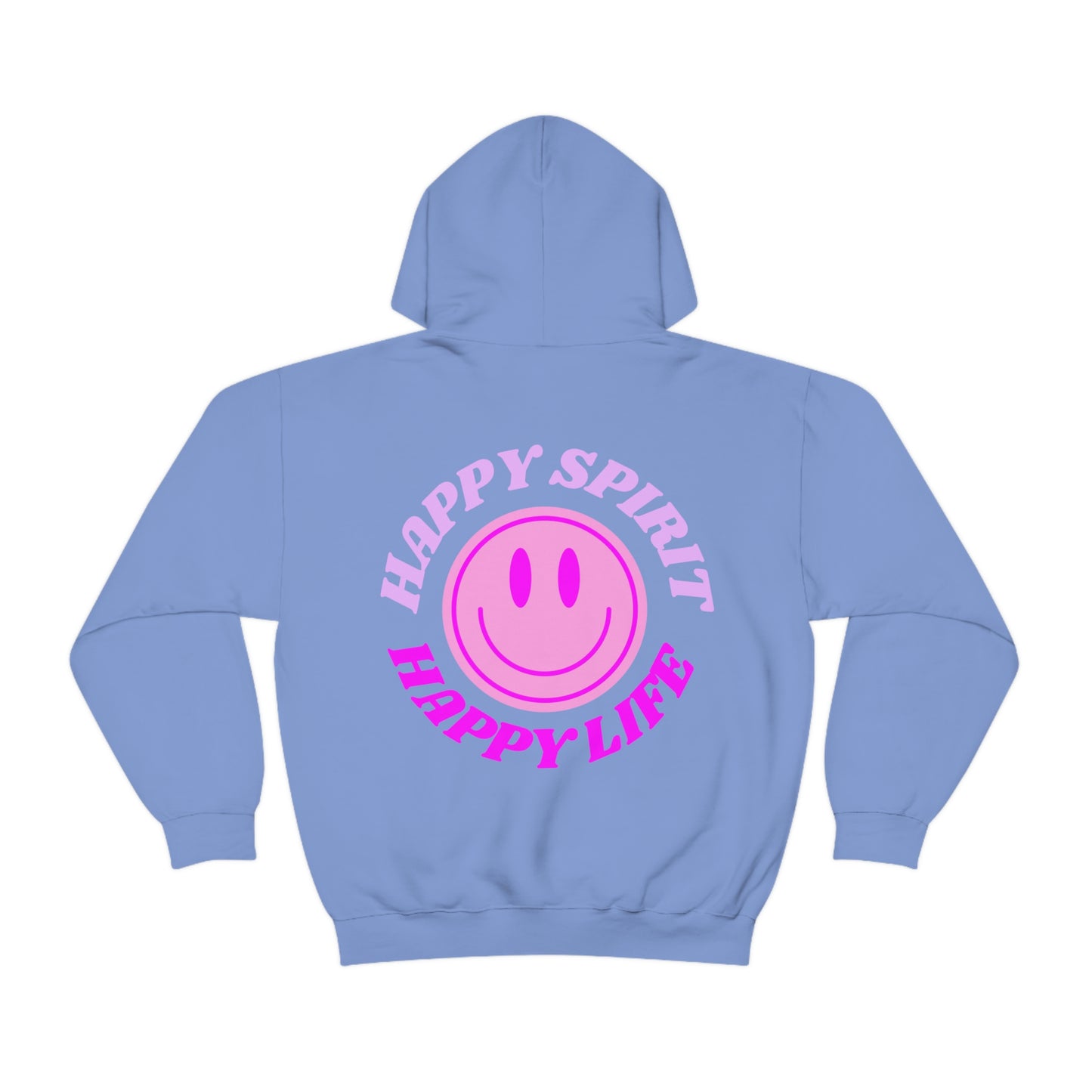 Happy Spirit Happy Life Hoodie Gildan VSCO Girl Sweatshirt, Oversized Tumblr Front Back Print Smile Happy Mind Trendy Retro Font Cover Up