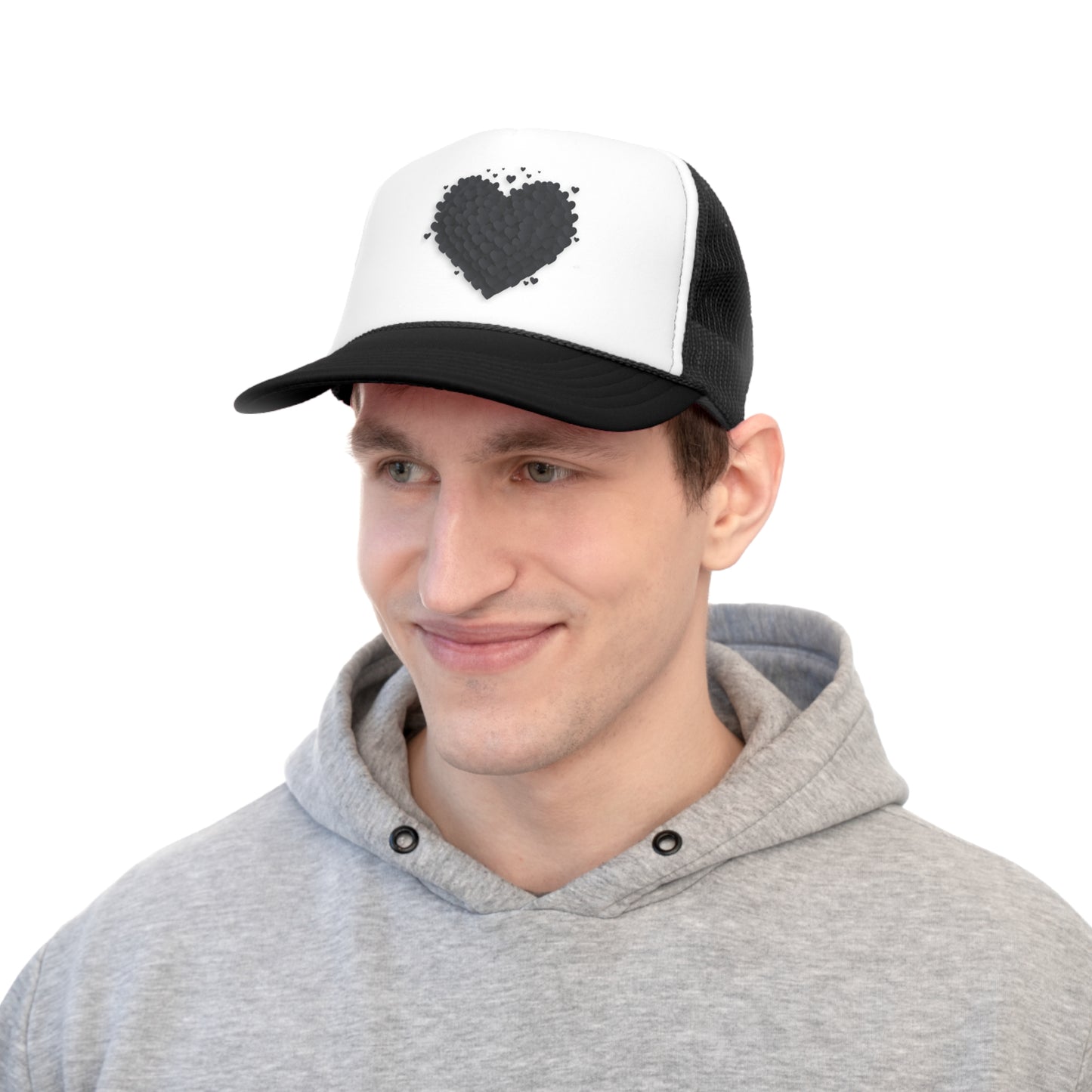Aesthetic 3d Black Heart Hat, Tumblr Hat, Trendy Trucker Hat, Vsco Girl, Graphic Trucker Hat, Baseball Hat