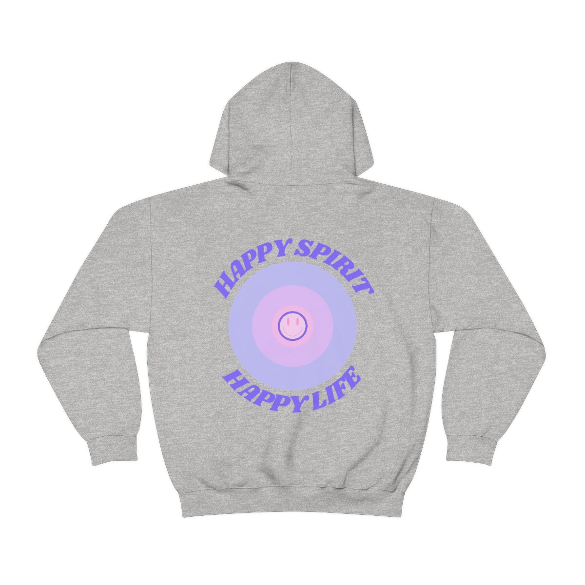 Retro Happy Spirit Happy Life Lavender Lilac Pink Smile Graphic Hoodie, VSCO Girl Sweatshirt, Tumblr Hoodie, Oversized Trendy Back Print Top