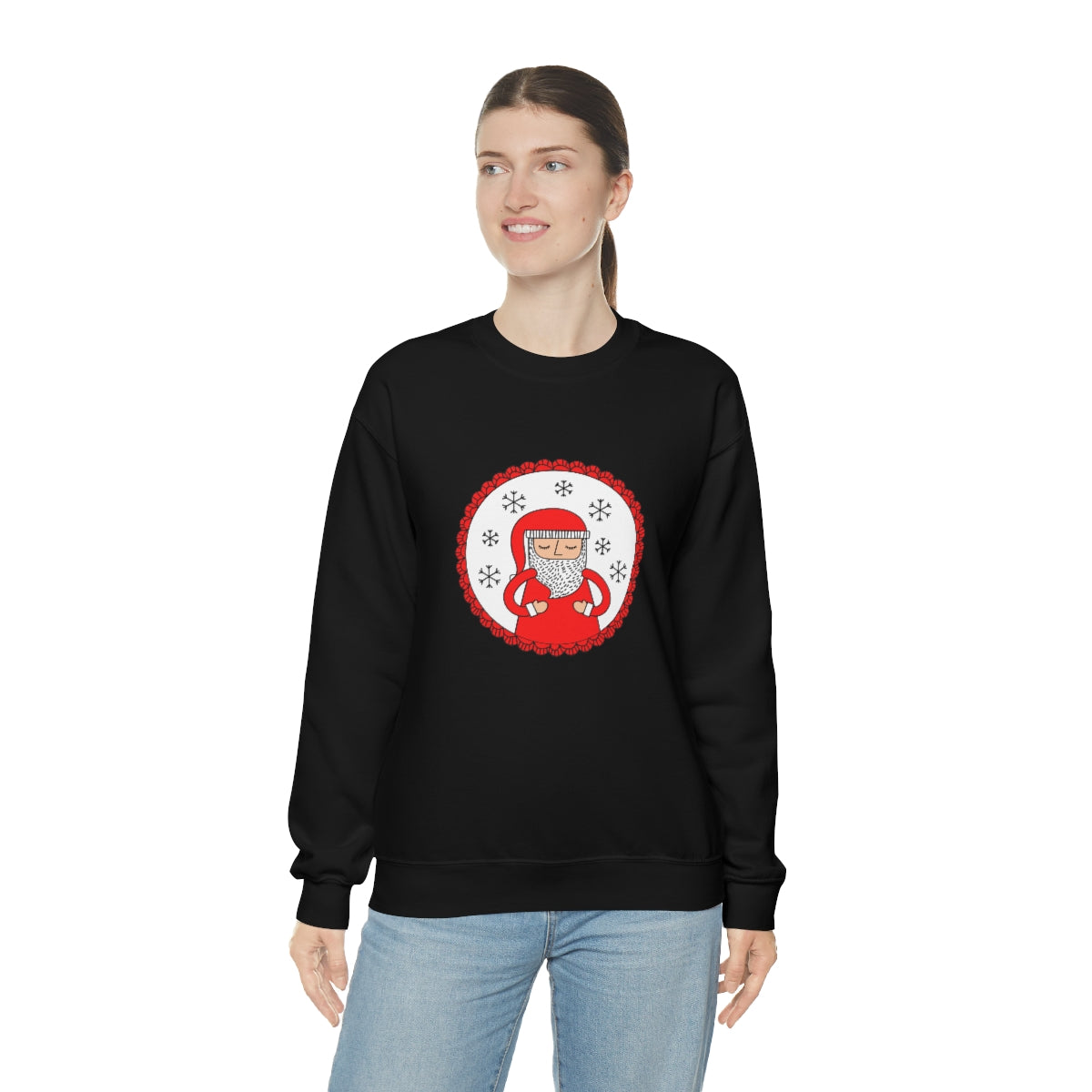 Minimalist Santa Claus Sweatshirt, Santa Sweatshirt, Trendy Noel Minimalist Christmas Sweatshirt, Xmas Santa Crewneck Top, Red Holiday Top