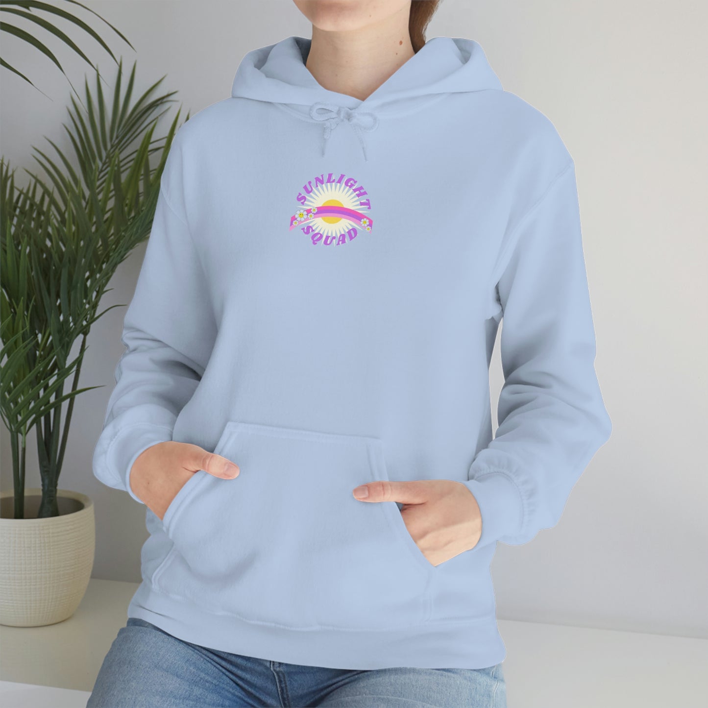Retro Smile Flower Pink Purple Lavender Lilac Hoodie, Sunlight Squad Sweatshirt, Back Graphic Hoodie, VSCO Girl Oversized Trendy Tumblr Top