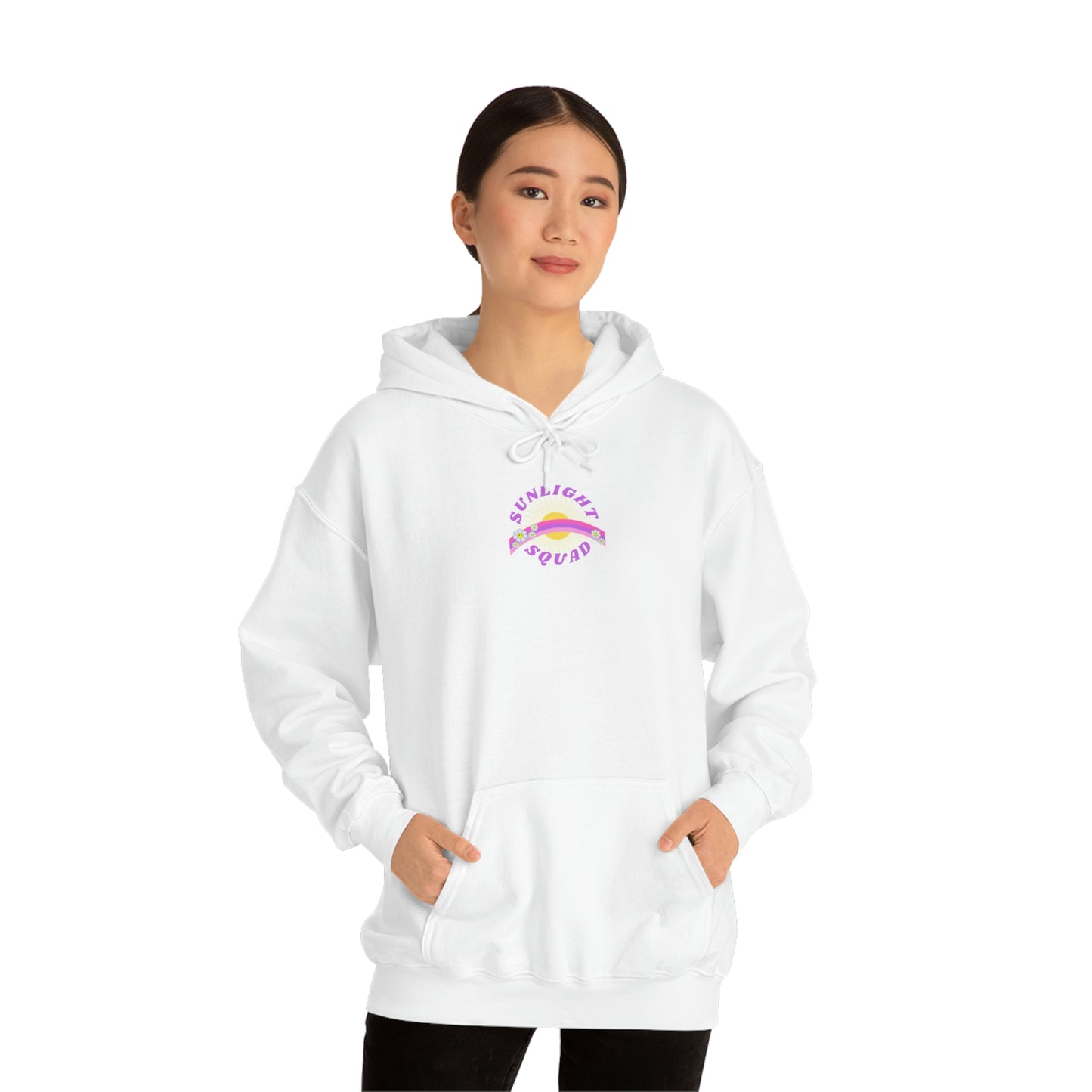 Retro Smile Flower Pink Purple Lavender Lilac Hoodie, Sunlight Squad Sweatshirt, Back Graphic Hoodie, VSCO Girl Oversized Trendy Tumblr Top