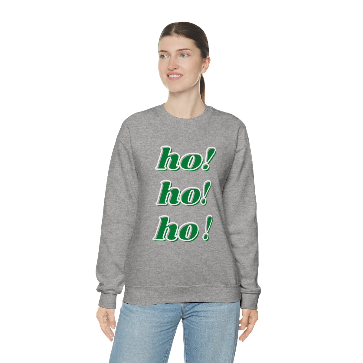 Ho Ho Ho Sweatshirt, Christmas Minimalist Top, Santa Claus Sweatshirt Xmas, Trendy Retro Font Holiday Unisex Heavy Blend Crewneck Sweatshirt