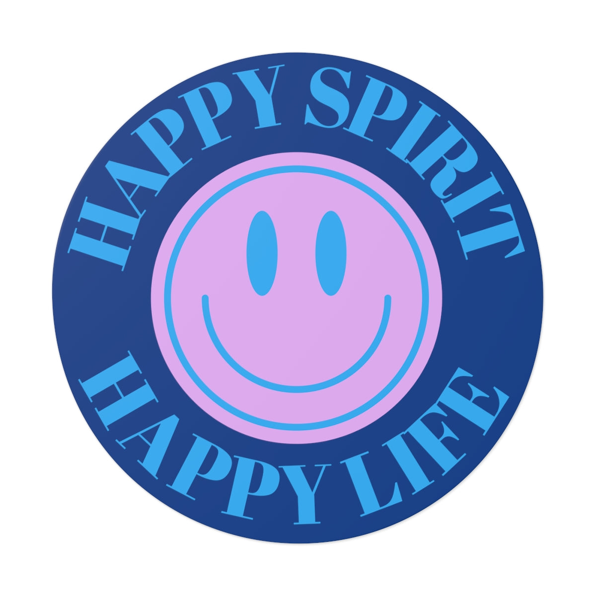 Happy Spirit Happy Life Round Vinyl Stickers, UV Smiley Stickers, Smile Sticker, Tumblr Retro Smile, VSCO Girl, Computer, Skateboard