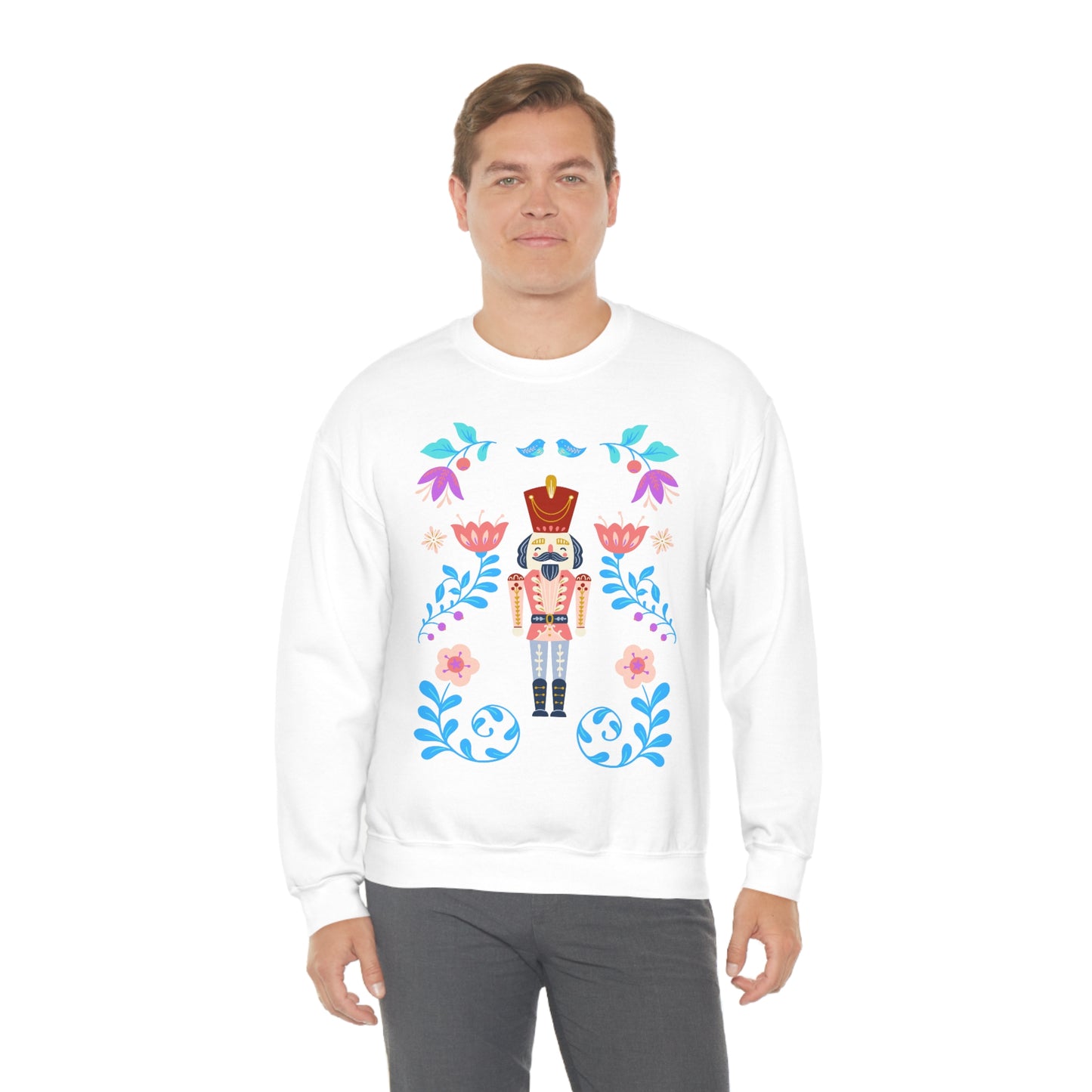Nutcracker Modern Sweatshirt, Blue Nutcracker Sweatshirt, Trendy Christmas Minimalist Sweatshirt, Xmas Crewneck Bright Color Crew