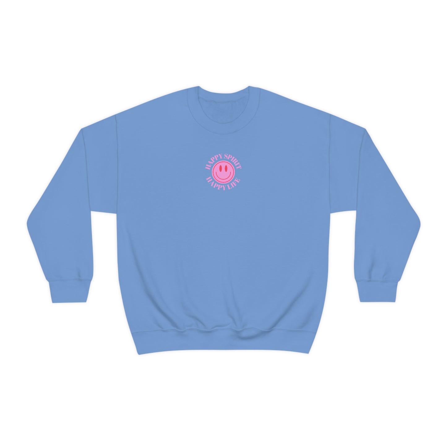Retro Happy Spirit Happy Life Lavender Lilac Pink Smile Graphic Crewneck, VSCO Girl Sweatshirt, Tumblr Oversized Trendy Back Print Y2k Top