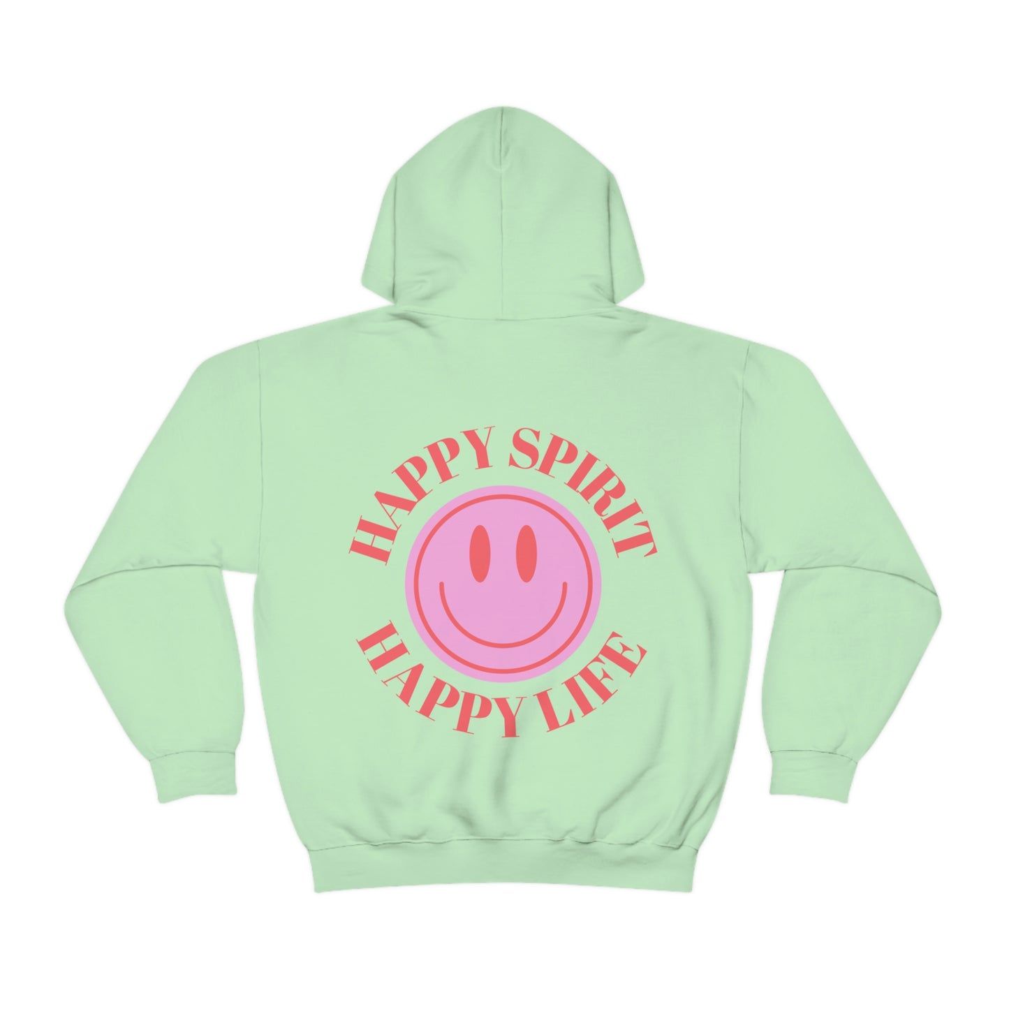 Happy Spirit Happy Life Sweatshirt, Gildan 18500 Hoodie, Oversized Hoodie, Back Print Trendy Sweatshirt, Beach Cover Up, Lake Cover Up