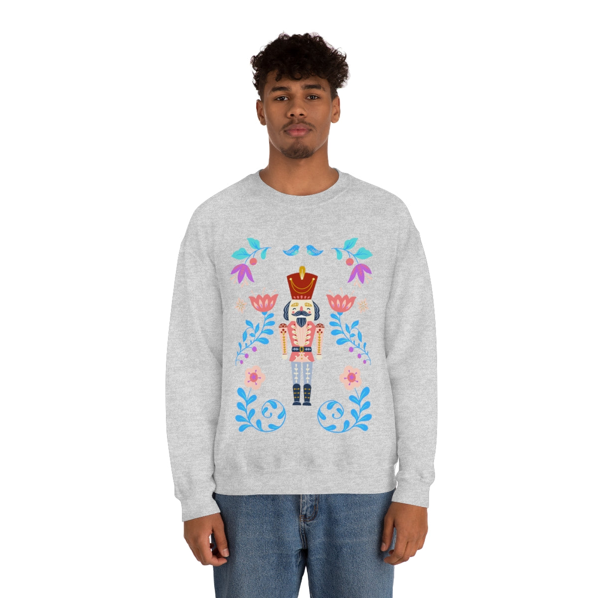 Nutcracker Modern Sweatshirt, Blue Nutcracker Sweatshirt, Trendy Christmas Minimalist Sweatshirt, Xmas Crewneck Bright Color Crewneck