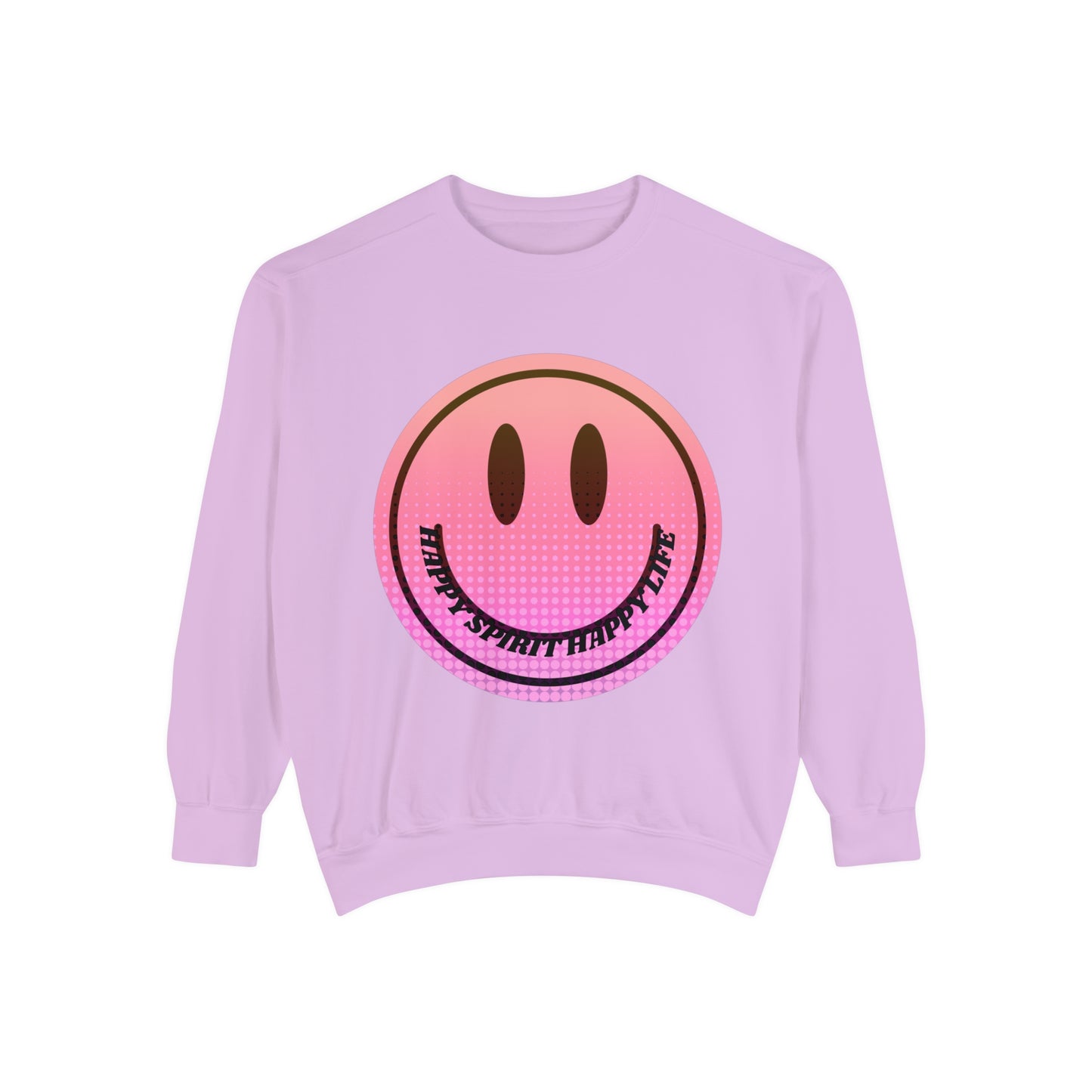 Aesthetic Smile Hoodie, Smile Face Comfort Colors Crewneck, Happy Spirit Happy Life Sunset Smile Sweatshirt, Unisex Garment-Dyed Sweatshirt
