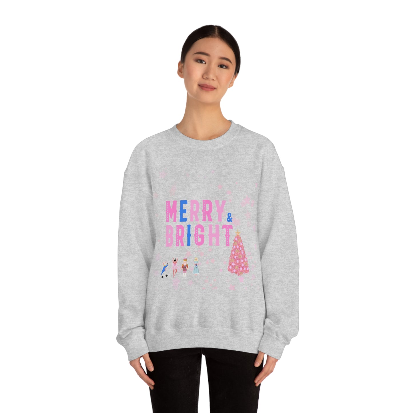 Pink Nutcracker Merry and Bright Minimalist Sweatshirt, Blue Nutcracker Sweatshirt, Trendy Christmas Sweatshirt, Pastel Xmas Crewneck