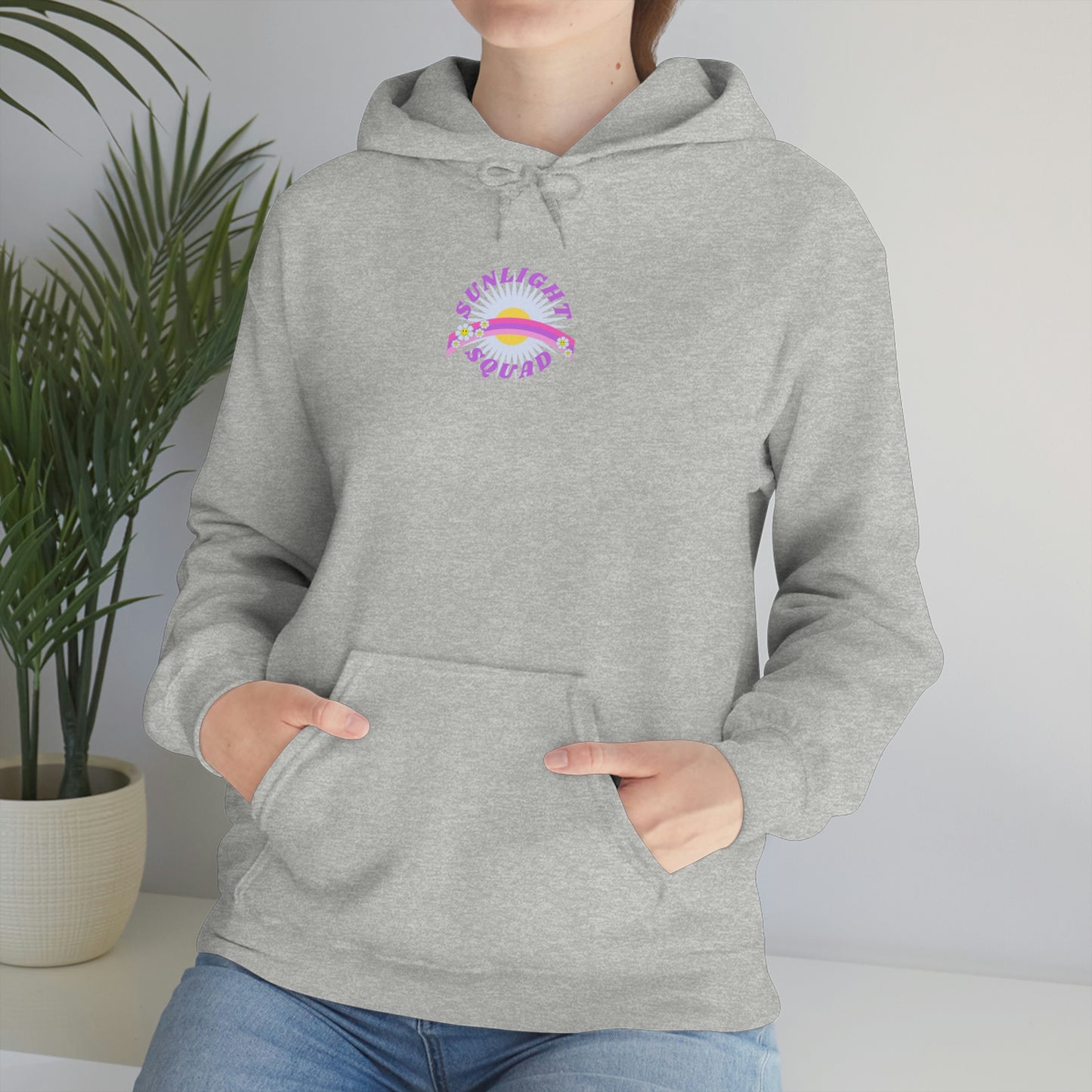 Retro Smile Flower Pink Purple Lavender Lilac Hoodie, Sunlight Squad Sweatshirt, Back Graphic Hoodie, VSCO Girl Oversized Trendy Tumblr Top
