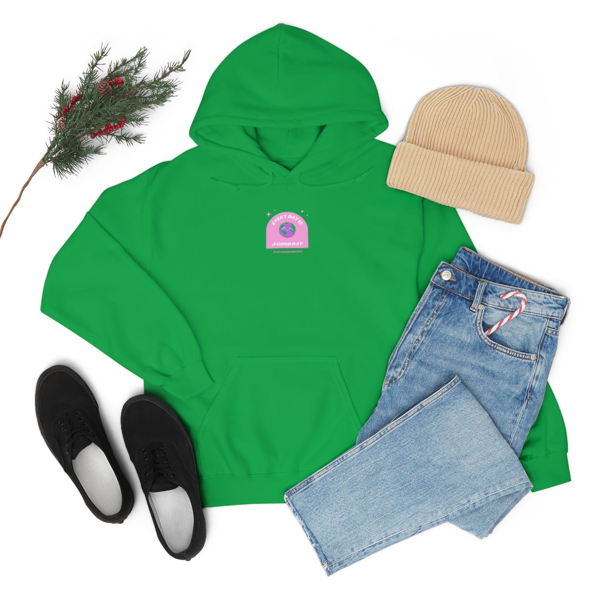Retro Every Day is a Good Day, Its All About Perspective Earth Pink Purple Back Graphic Hoodie, VSCO Girl Oversized Trendy Tumblr Sweatshirt