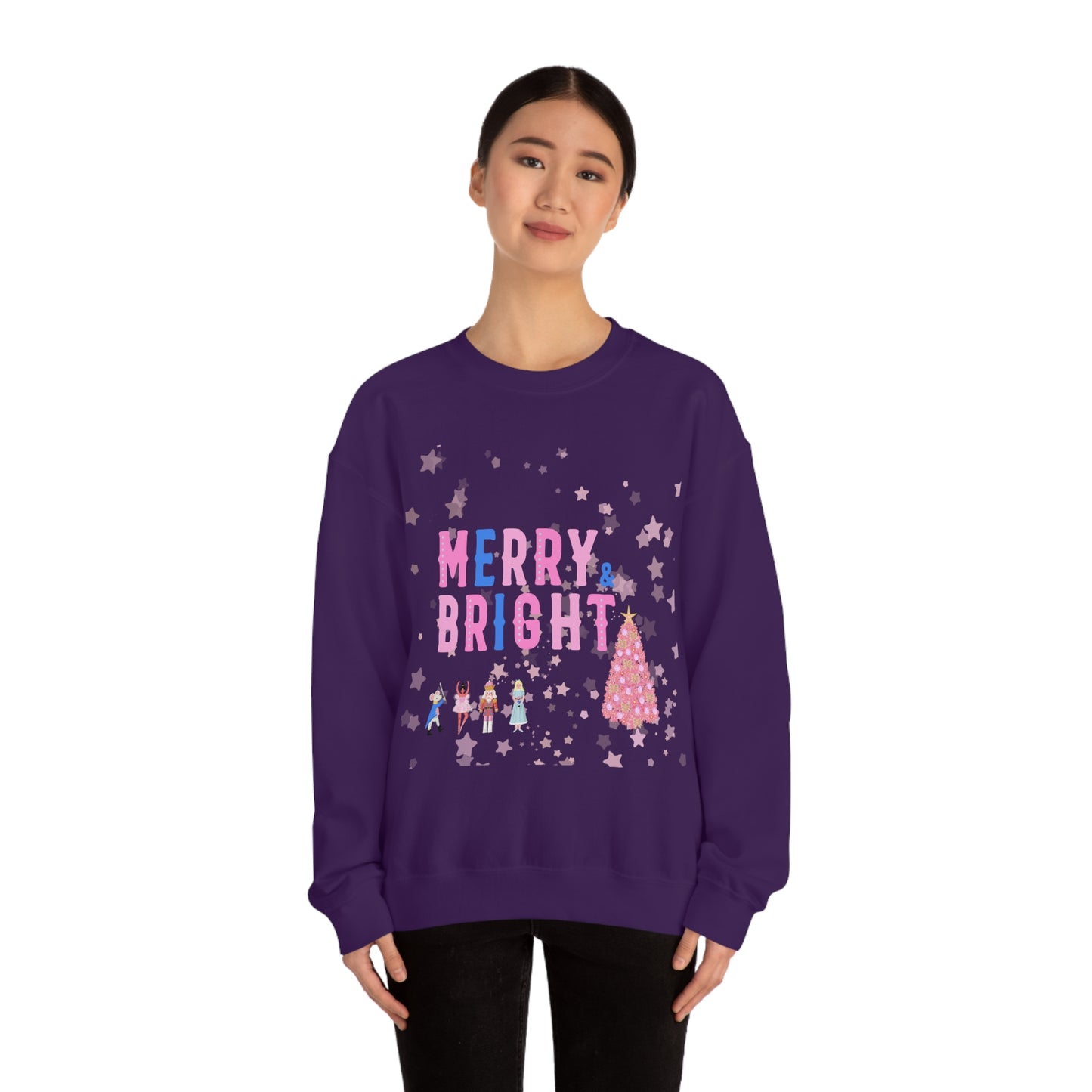 Pink Nutcracker Merry and Bright Minimalist Sweatshirt, Blue Nutcracker Sweatshirt, Trendy Christmas Sweatshirt, Pastel Xmas Crewneck