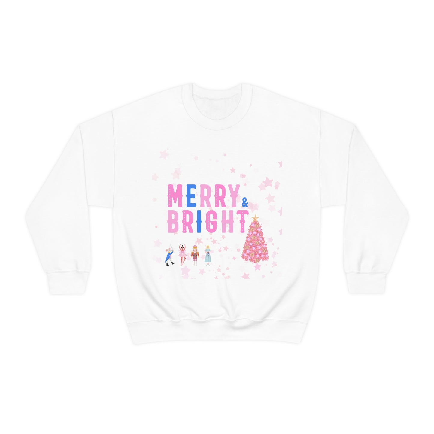 Pink Nutcracker Merry and Bright Minimalist Sweatshirt, Blue Nutcracker Sweatshirt, Trendy Christmas Sweatshirt, Pastel Xmas Crewneck