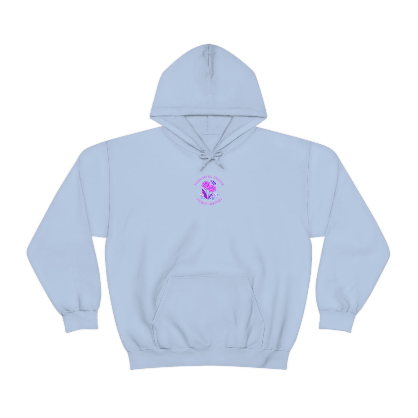 Beautiful Glows from Within Purple Flower Hoodie, Aesthetic Oversized Hoodie, Front Back Print Trendy Sweatshirt, Beach Lake Cover Up