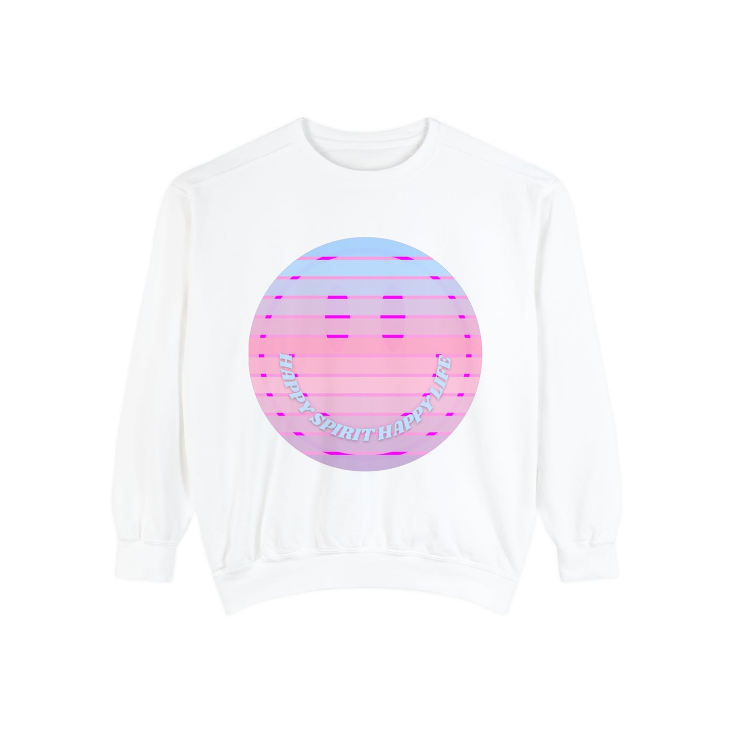 Aesthetic Smile Hoodie, Smile Face Comfort Colors Crewneck, Happy Spirit Happy Life Sunset Smile Sweatshirt, Unisex Garment-Dyed Sweatshirt