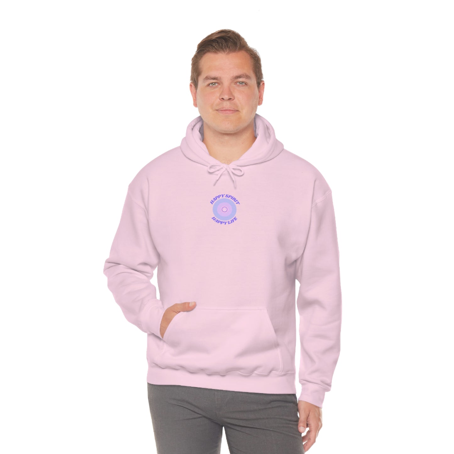 Retro Happy Spirit Happy Life Lavender Lilac Pink Smile Graphic Hoodie, VSCO Girl Sweatshirt, Tumblr Hoodie, Oversized Trendy Back Print Top