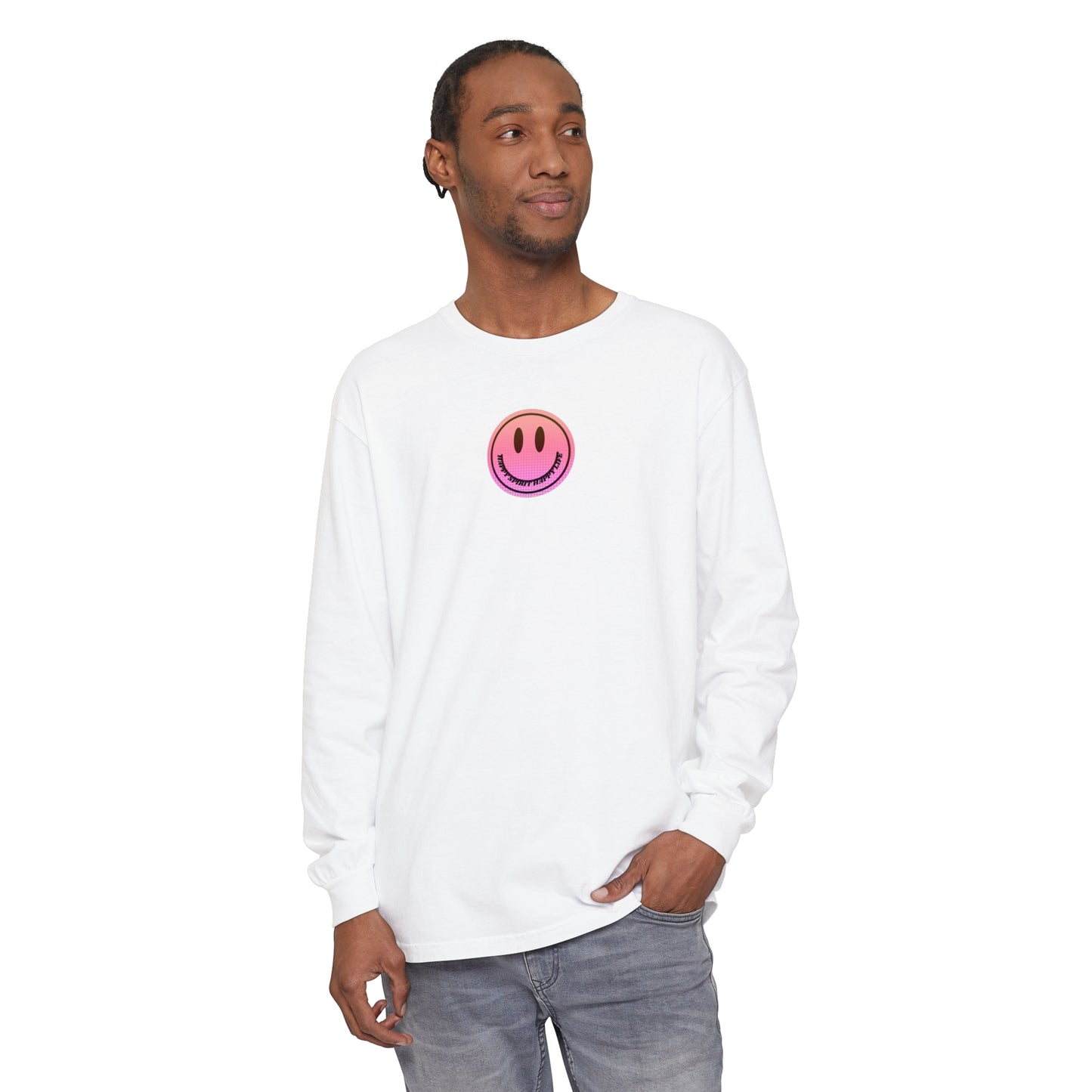 Aesthetic Long Sleeve Shirt, Smile Face Y2K Retro Shirt, 80's Style Smile Graphic, Comfort Colors Unisex Garment-dyed Long Sleeve T-Shirt