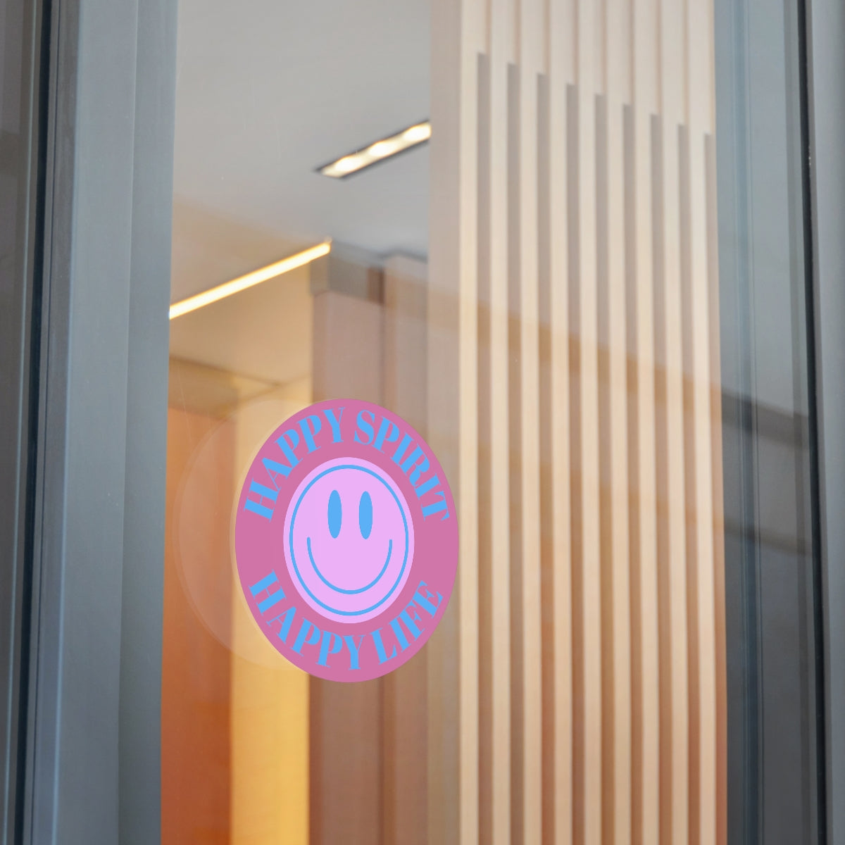 Happy Spirit Happy Life Round Vinyl Stickers, UV Smiley Stickers, Smile Sticker, Tumblr Retro Smile, VSCO Girl, Computer, Skateboard