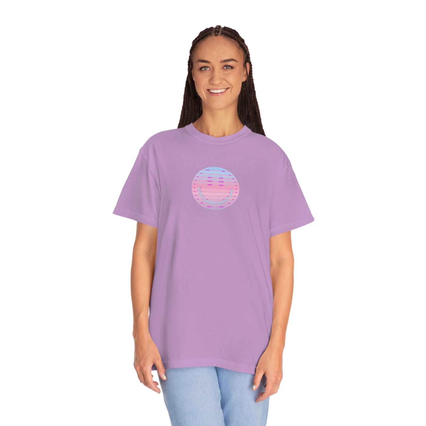 Aesthetic Retro Smile Lilac Tshirt, Happy Spirit Happy Mind, Aesthetic t shirt, Graphic Tumblr Tshirt, Trendy Oversized Vintage Style Tee