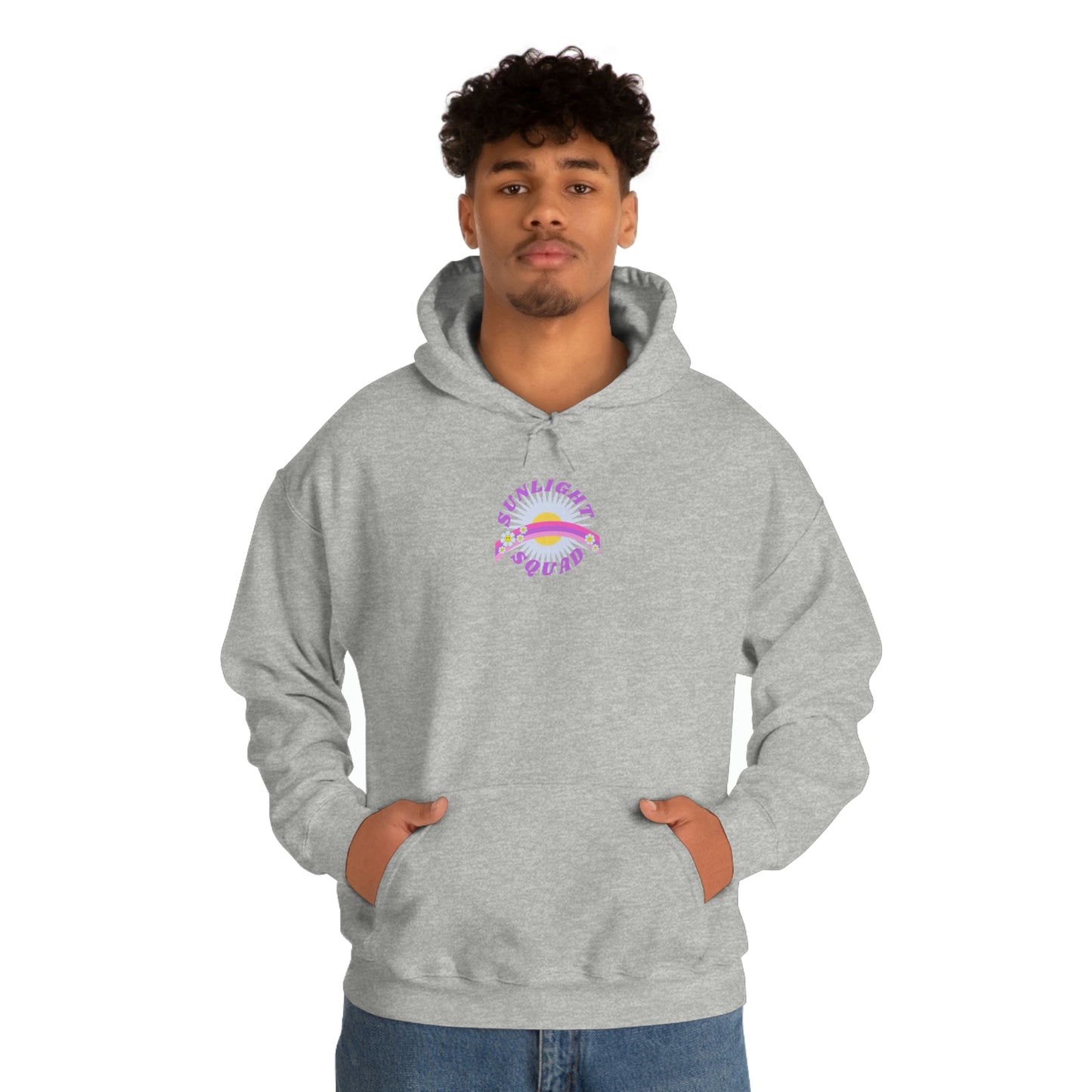 Retro Smile Flower Pink Purple Lavender Lilac Hoodie, Sunlight Squad Sweatshirt, Back Graphic Hoodie, VSCO Girl Oversized Trendy Tumblr Top