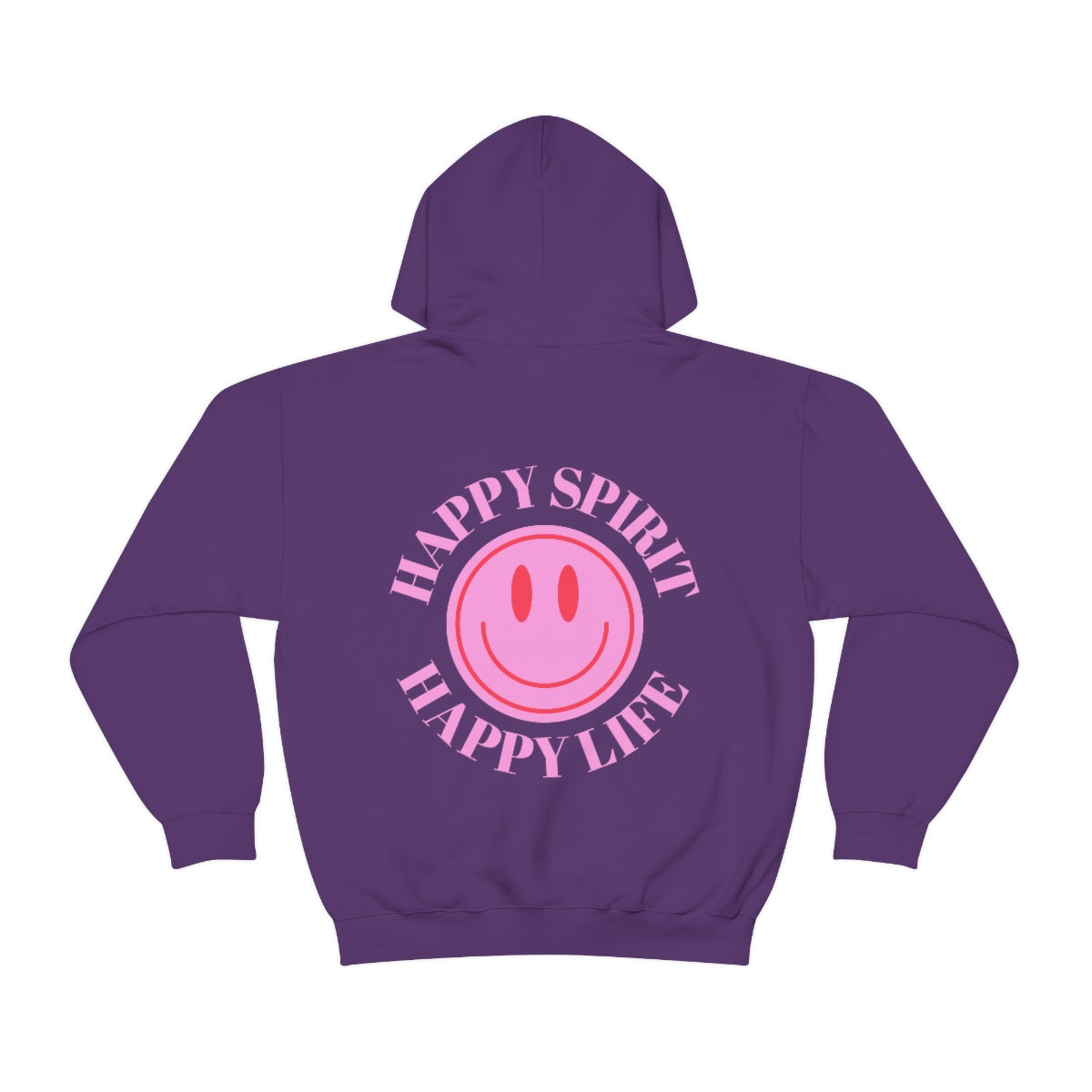 Happy Spirit Happy Life Sweatshirt, Pink Smile Lilac Hoodie, Oversized Hoodie, Front Back Print Trendy Sweatshirt, Beach Cover Up, Cover Up