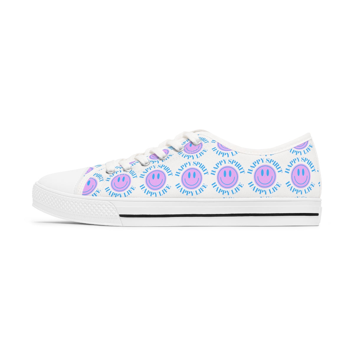 Happy Spirit Happy Life Purple Smile Sneakers, Smile Canvas Low Top Shoes for Women, Vsco Girl Shoes, Tumblr Shoes, Lavender Smile Shoes