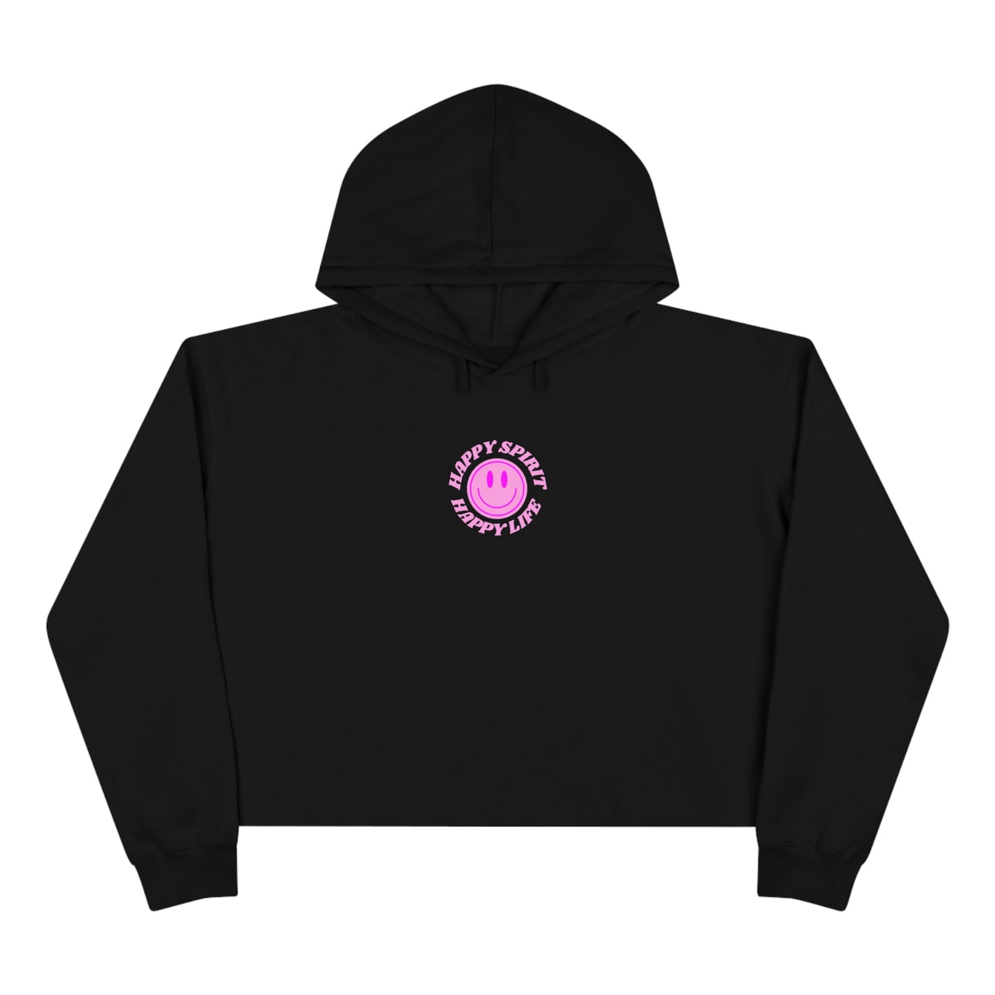 Aesthetic Cropped Hoodie, Smile Face Crop Top, Happy Spirit Happy Life Smile Cropped Top, Hoodie Women's Cropped Fleece Pullover