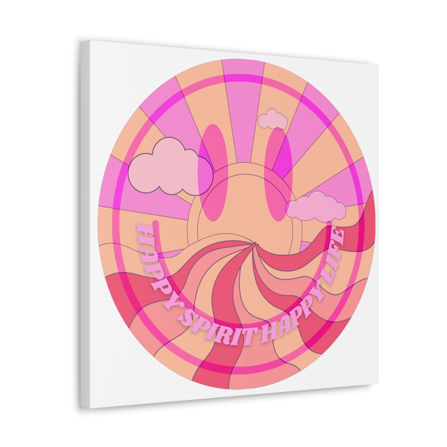 Smile Face Wall Art, Aesthetic Smile Face Gallery Canvas Wrap, Sunset Wall Art, Bedroom Wall Art, Pink Smile Decoration, Home Decoration