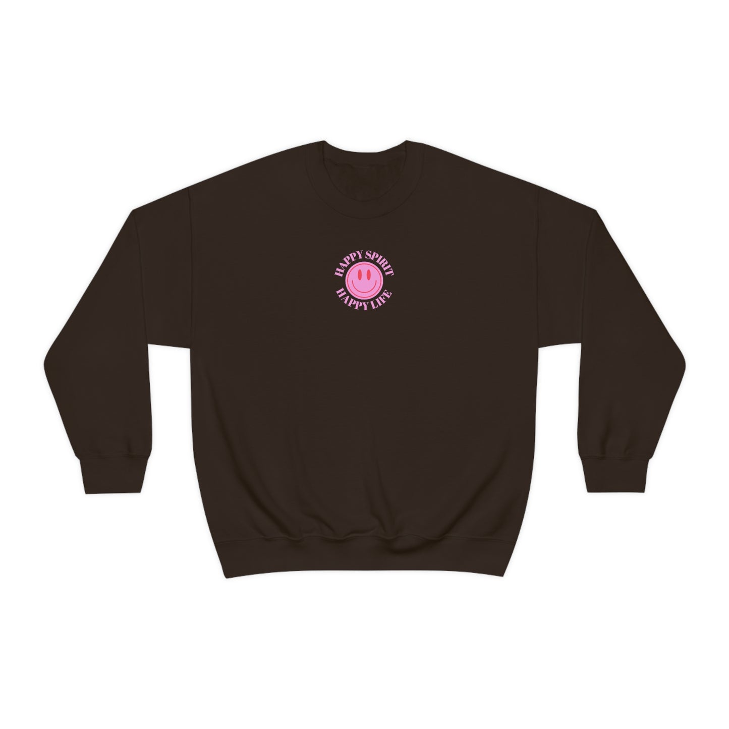 Retro Happy Spirit Happy Life Lavender Lilac Pink Smile Graphic Crewneck, VSCO Girl Sweatshirt, Tumblr Oversized Trendy Back Print Y2k Top