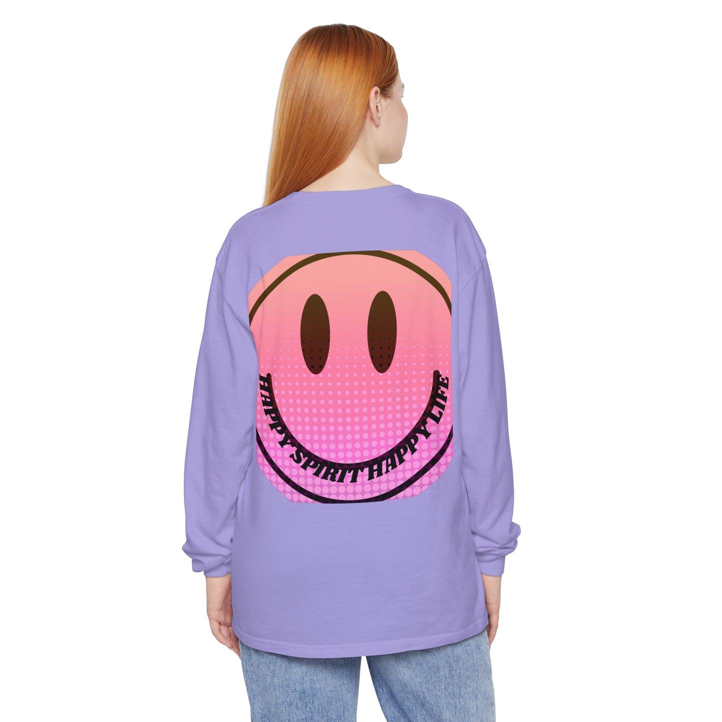 Aesthetic Long Sleeve Shirt, Smile Face Y2K Retro Shirt, 80's Style Smile Graphic, Comfort Colors Unisex Garment-dyed Long Sleeve T-Shirt