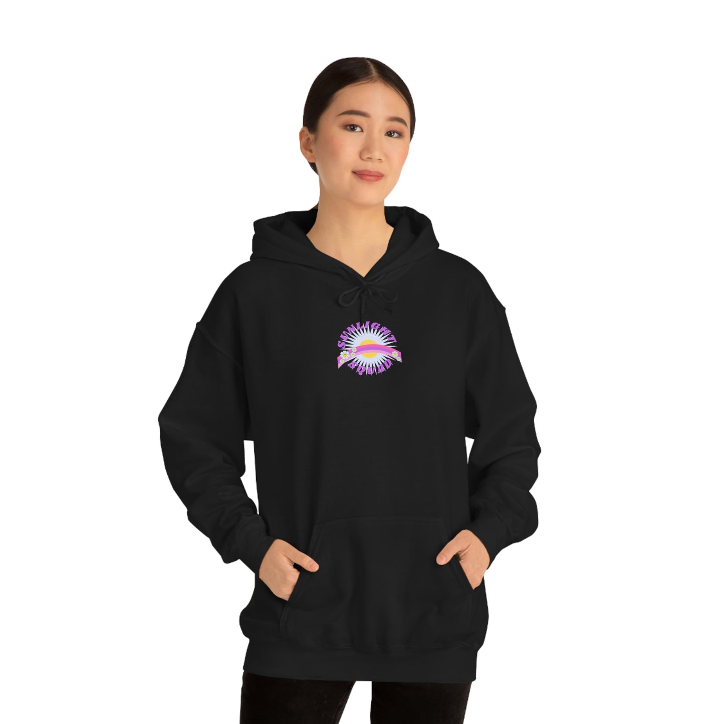 Retro Smile Flower Pink Purple Lavender Lilac Hoodie, Sunlight Squad Sweatshirt, Back Graphic Hoodie, VSCO Girl Oversized Trendy Tumblr Top
