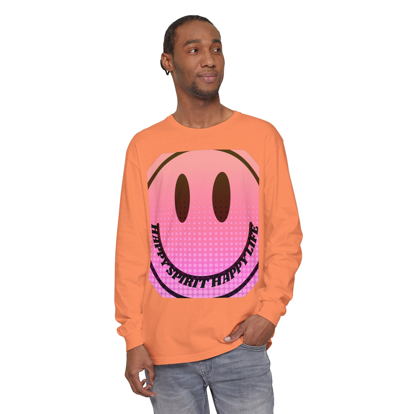 Aesthetic Long Sleeve Shirt, Smile Face Y2K Retro Shirt, 80's Style Smile Graphic, Comfort Colors Unisex Garment-dyed Long Sleeve T-Shirt