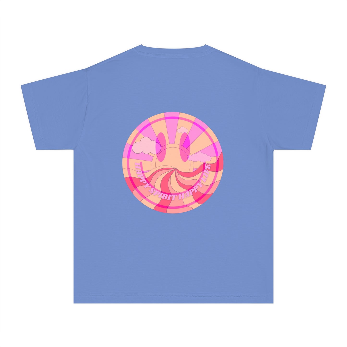 Kids Retro Smile T shirt, Youth Happy Spirit Happy Mind, Aesthetic t shirt, Graphic tee, Tumblr Tshirt, Trendy Oversized Comfort Colors Tee