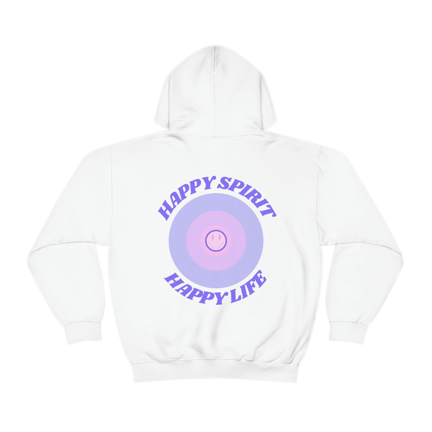Retro Happy Spirit Happy Life Lavender Lilac Pink Smile Graphic Hoodie, VSCO Girl Sweatshirt, Tumblr Hoodie, Oversized Trendy Back Print Top