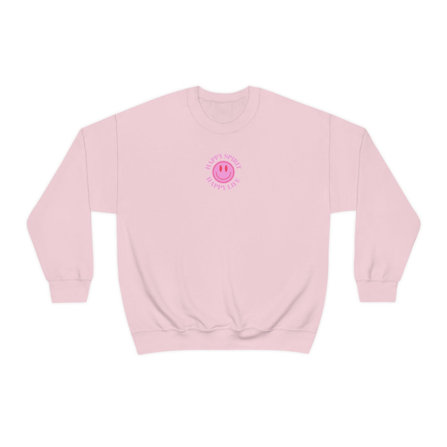 Copy of Happy Spirit Happy Life Sweatshirt, Gildan VSCO Girl Crewneck, Oversized Tumblr Front Back Print Smile Happy Mind Trendy Loungewear