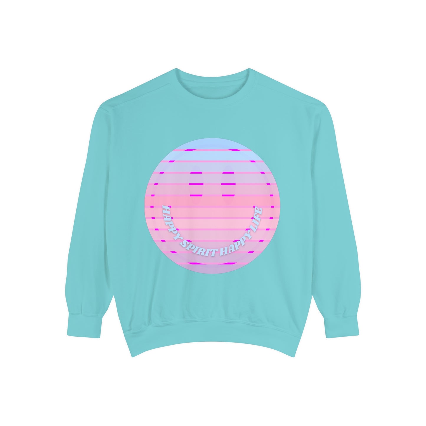 Aesthetic Smile Hoodie, Smile Face Comfort Colors Crewneck, Happy Spirit Happy Life Sunset Smile Sweatshirt, Unisex Garment-Dyed Sweatshirt