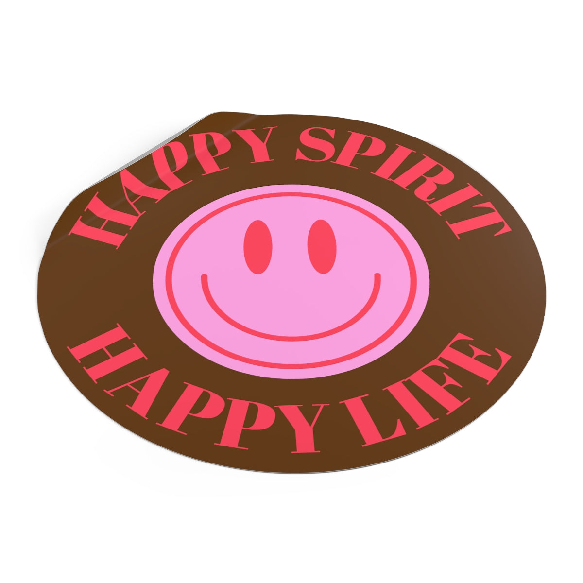 Happy Spirit Happy Life Round Vinyl Stickers, UV Smiley Stickers, Smile Sticker, Tumblr Retro Smile, VSCO Girl, Computer, Skateboard