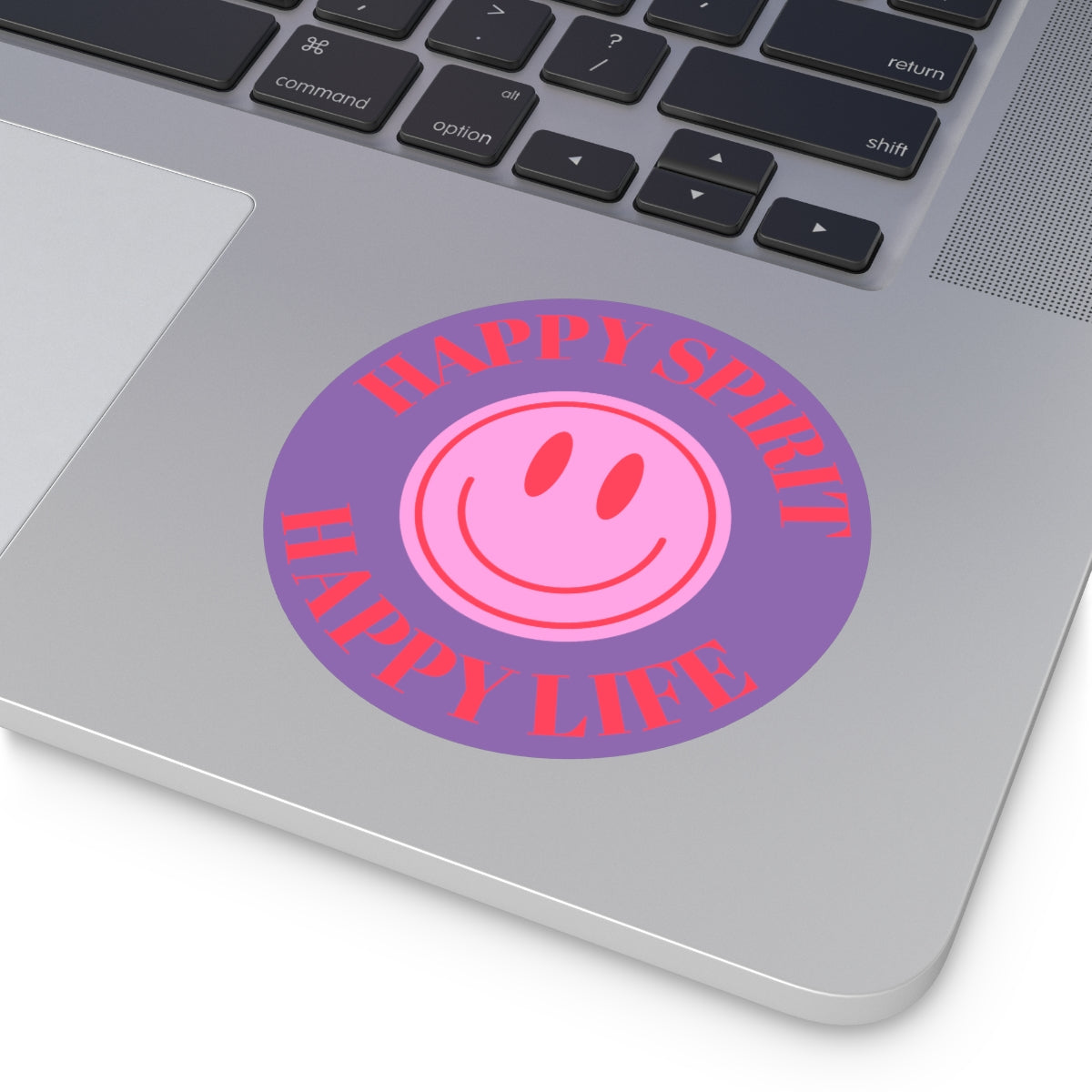 Happy Spirit Happy Life Round Vinyl Stickers, UV Smiley Stickers, Smile Sticker, Tumblr Retro Smile, VSCO Girl, Computer, Skateboard