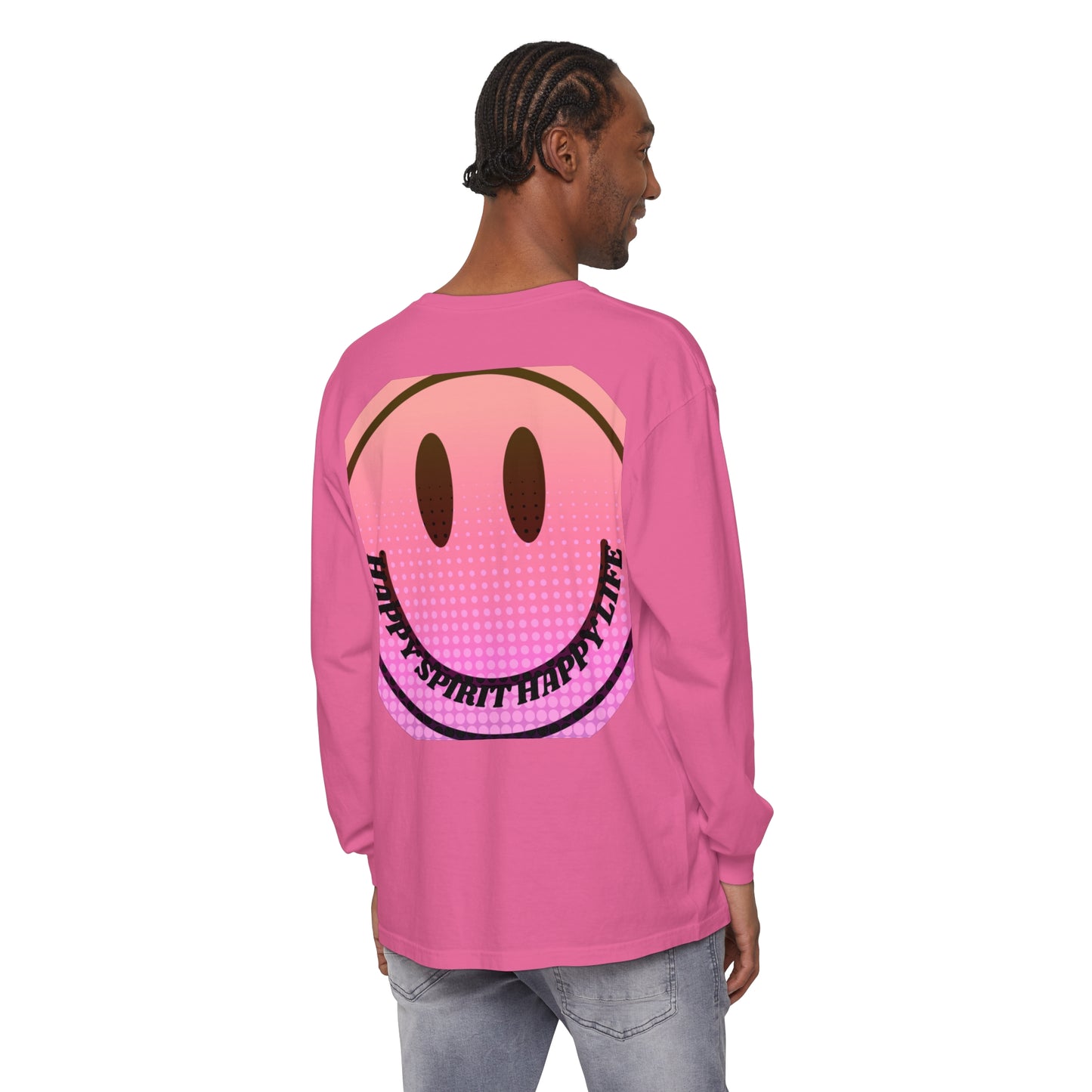Aesthetic Long Sleeve Shirt, Smile Face Y2K Retro Shirt, 80's Style Smile Graphic, Comfort Colors Unisex Garment-dyed Long Sleeve T-Shirt