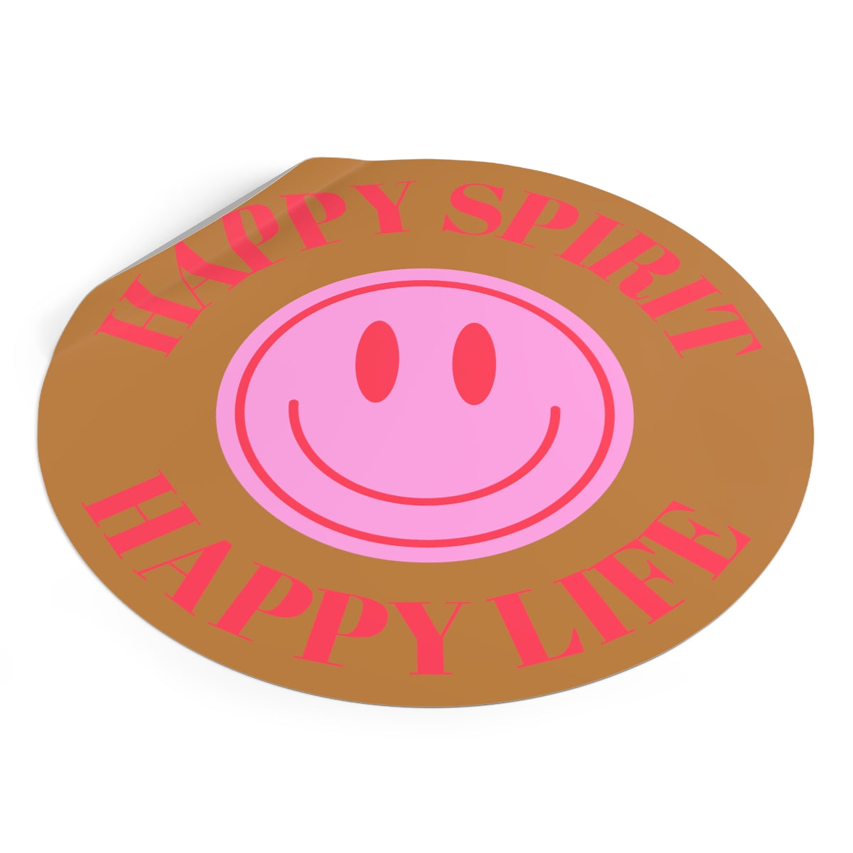 Happy Spirit Happy Life Round Vinyl Stickers, UV Smiley Stickers, Smile Sticker, Tumblr Retro Smile, VSCO Girl, Computer, Skateboard