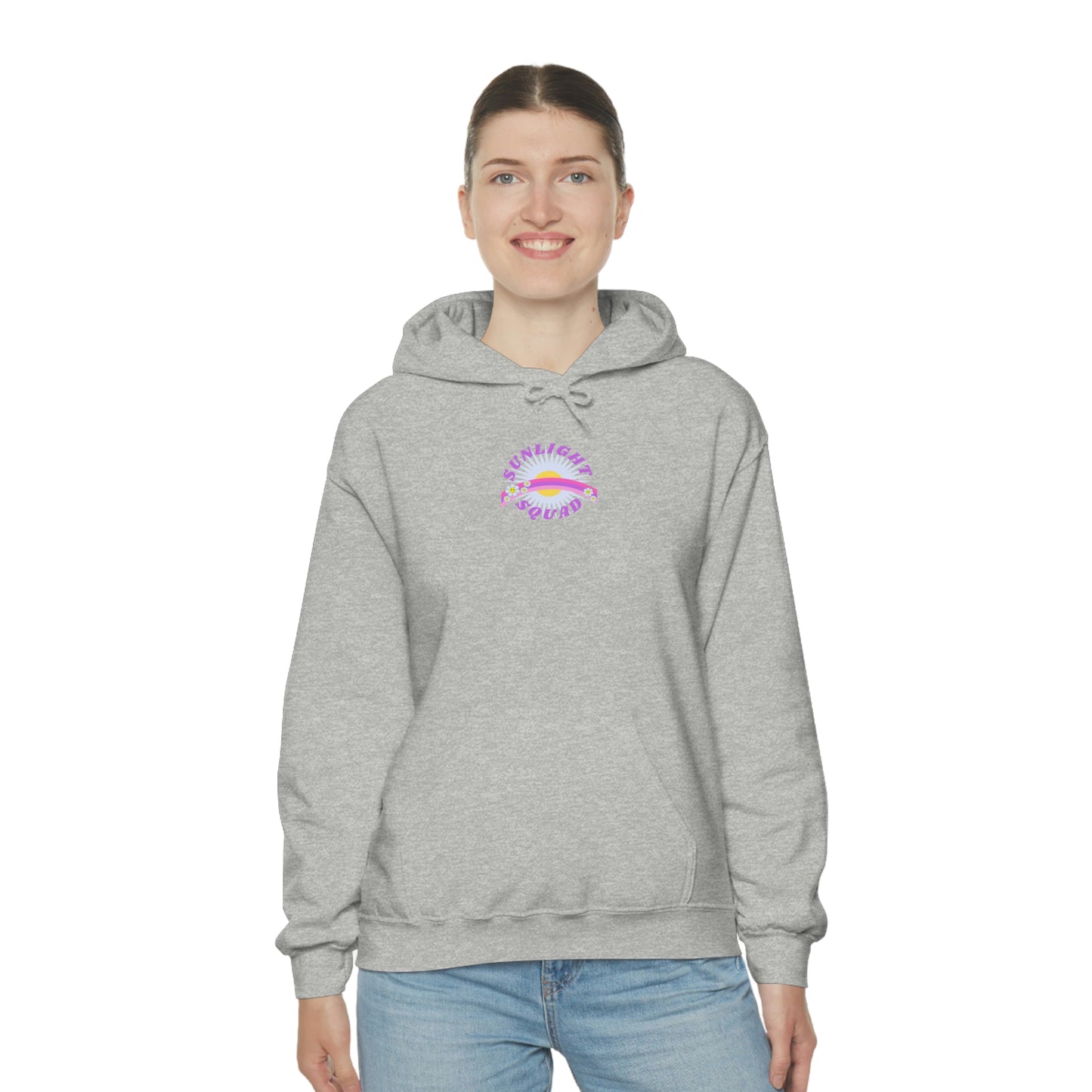 Retro Smile Flower Pink Purple Lavender Lilac Hoodie, Sunlight Squad Sweatshirt, Back Graphic Hoodie, VSCO Girl Oversized Trendy Tumblr Top