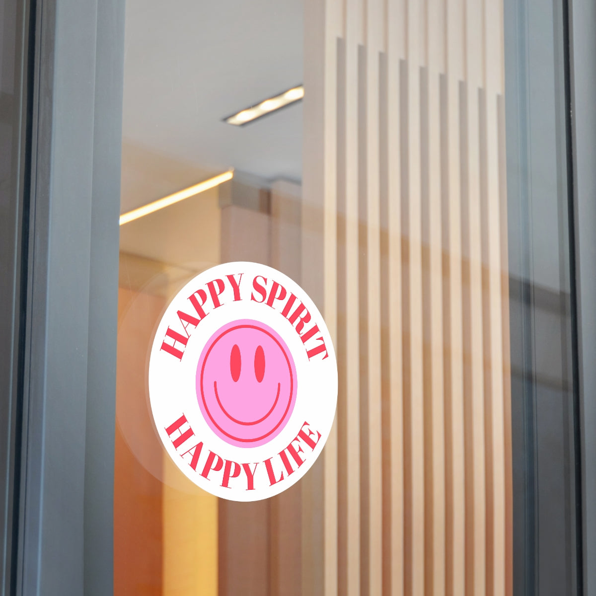 Happy Spirit Happy Life Round Vinyl Stickers, UV Smiley Stickers, Smile Sticker, Tumblr Retro Smile, VSCO Girl, Computer, Skateboard