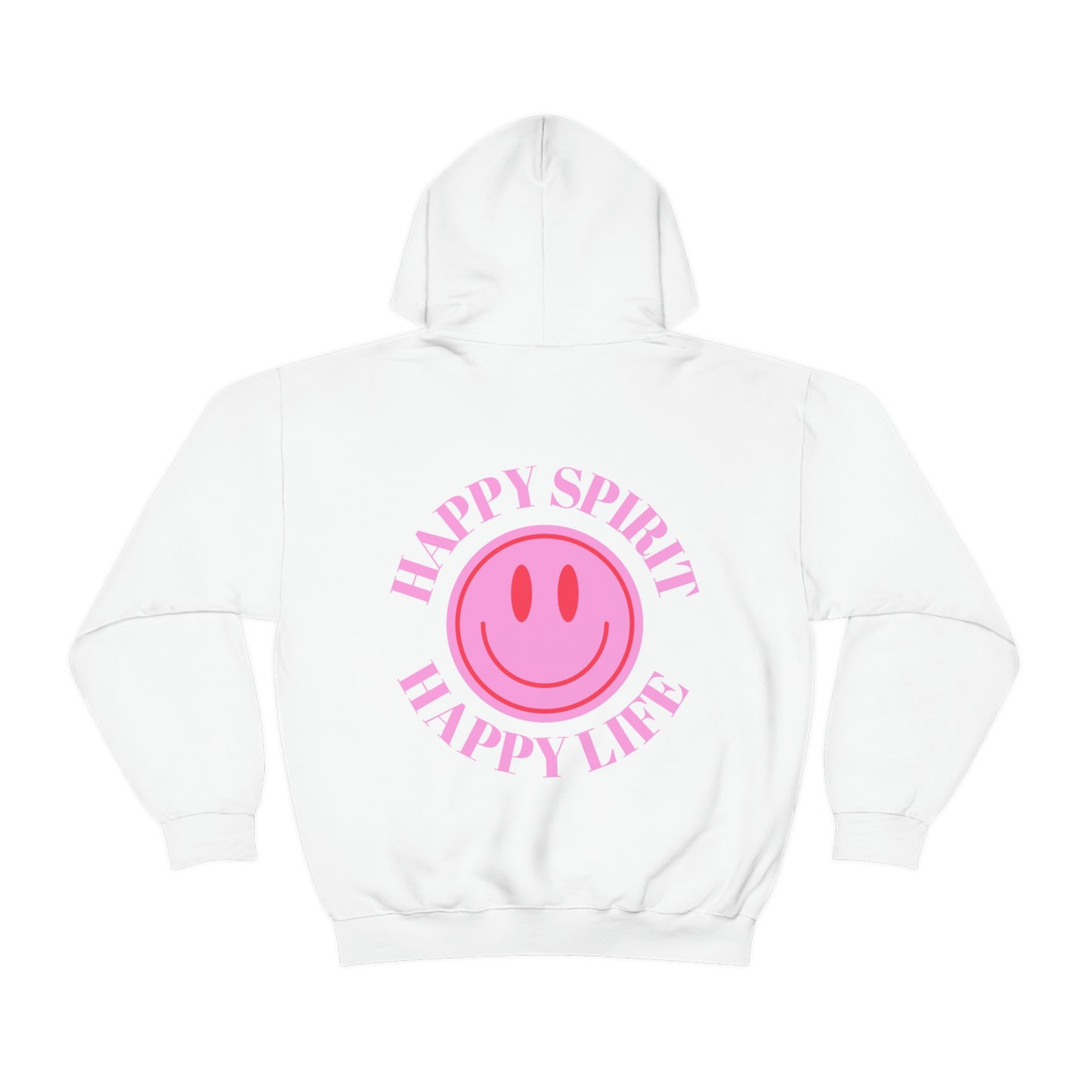 Happy Spirit Happy Life Sweatshirt, Pink Smile Lilac Hoodie, Oversized Hoodie, Front Back Print Trendy Sweatshirt, Beach Cover Up, Cover Up