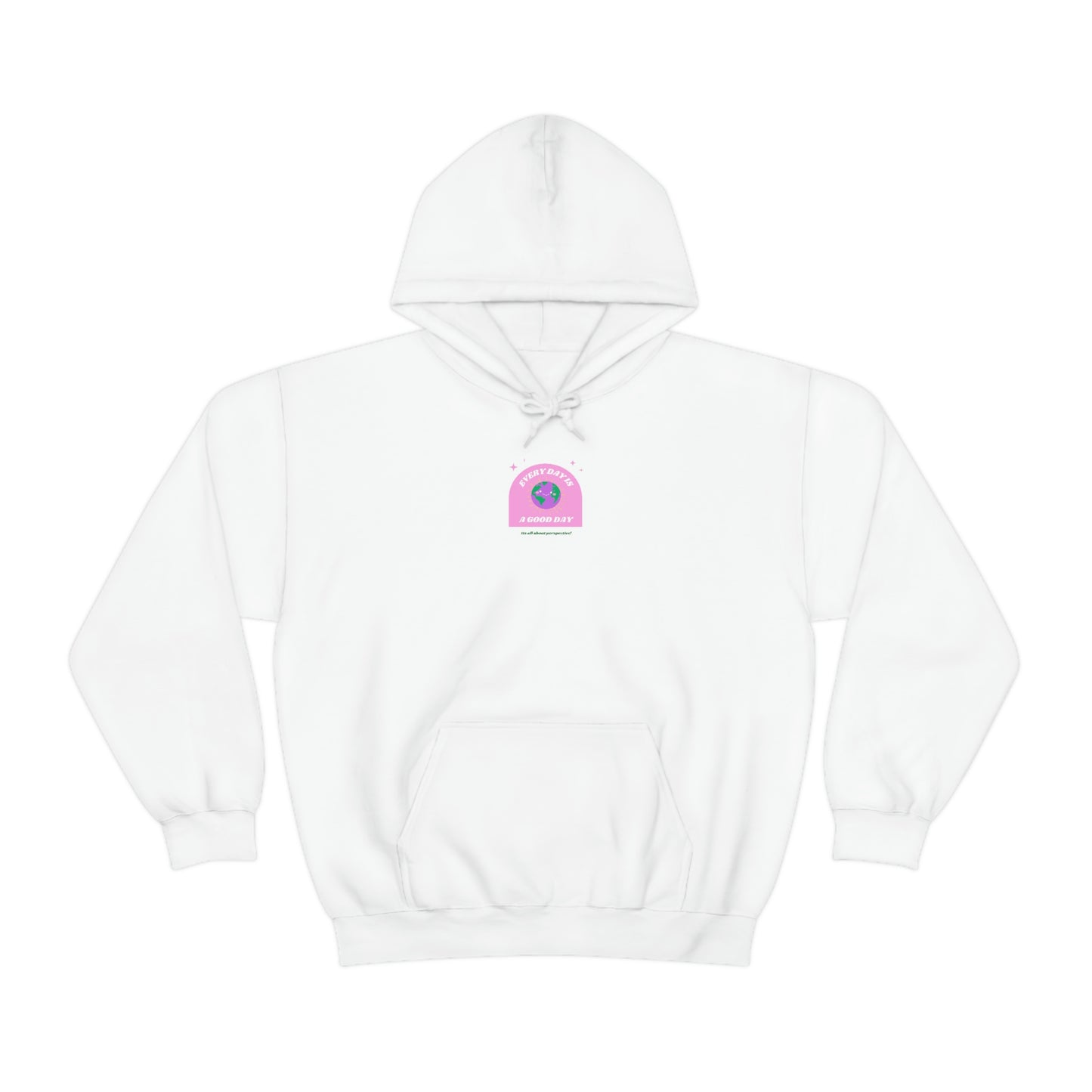 Retro Every Day is a Good Day, Its All About Perspective Earth Pink Purple Back Graphic Hoodie, VSCO Girl Oversized Trendy Tumblr Sweatshirt
