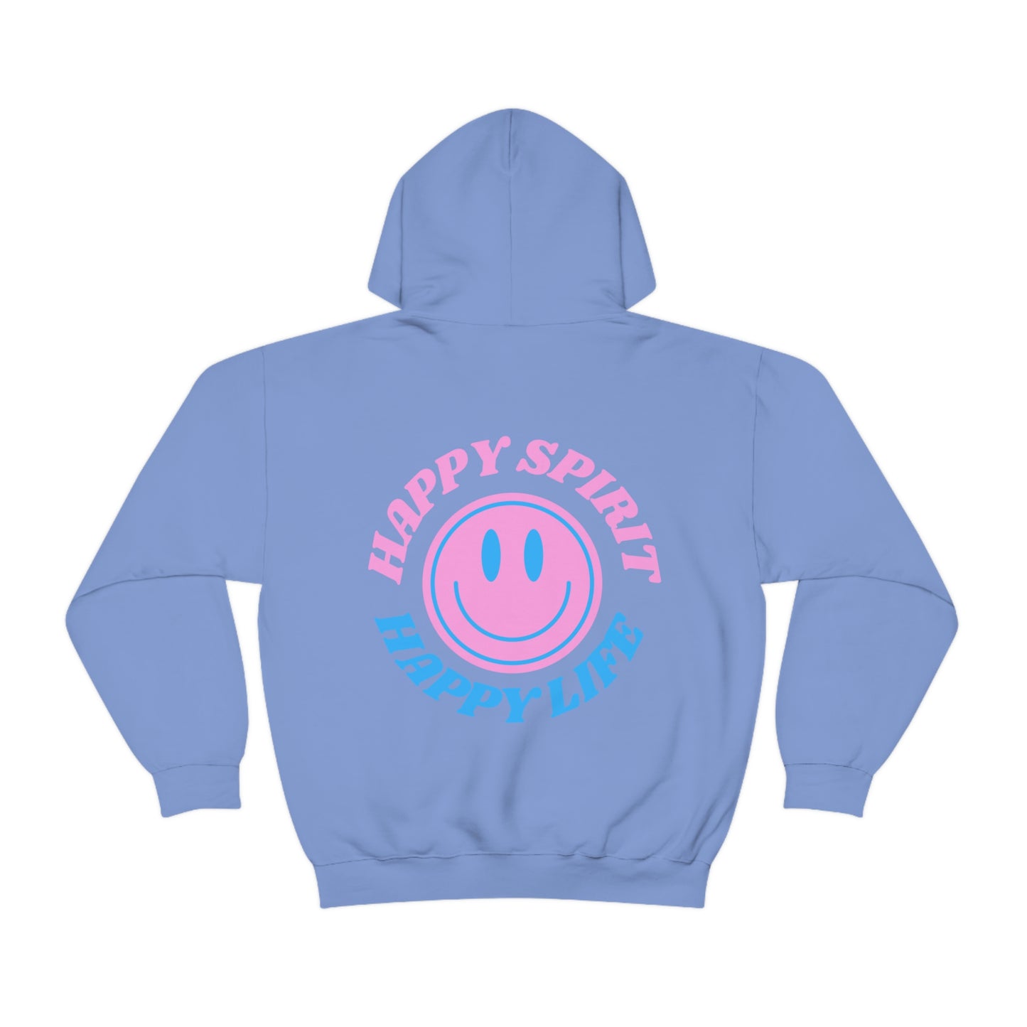 Happy Spirit Happy Life Sweatshirt, Gildan Retro Font Hoodie, Oversized Hoodie, Back Print Trendy Sweatshirt, Beach Cover Up, Lake Cover Up