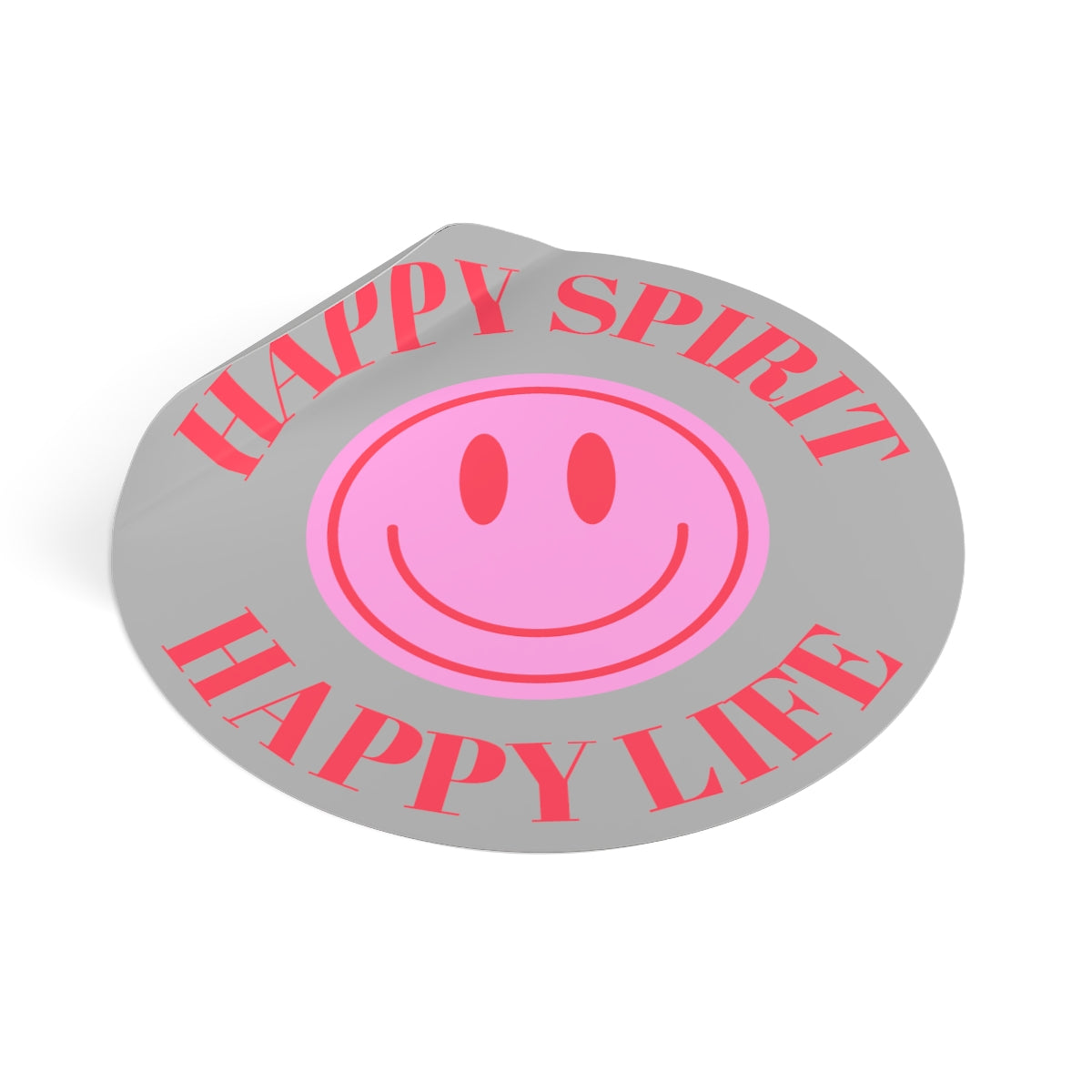 Happy Spirit Happy Life Round Vinyl Stickers, UV Smiley Stickers, Smile Sticker, Tumblr Retro Smile, VSCO Girl, Computer, Skateboard