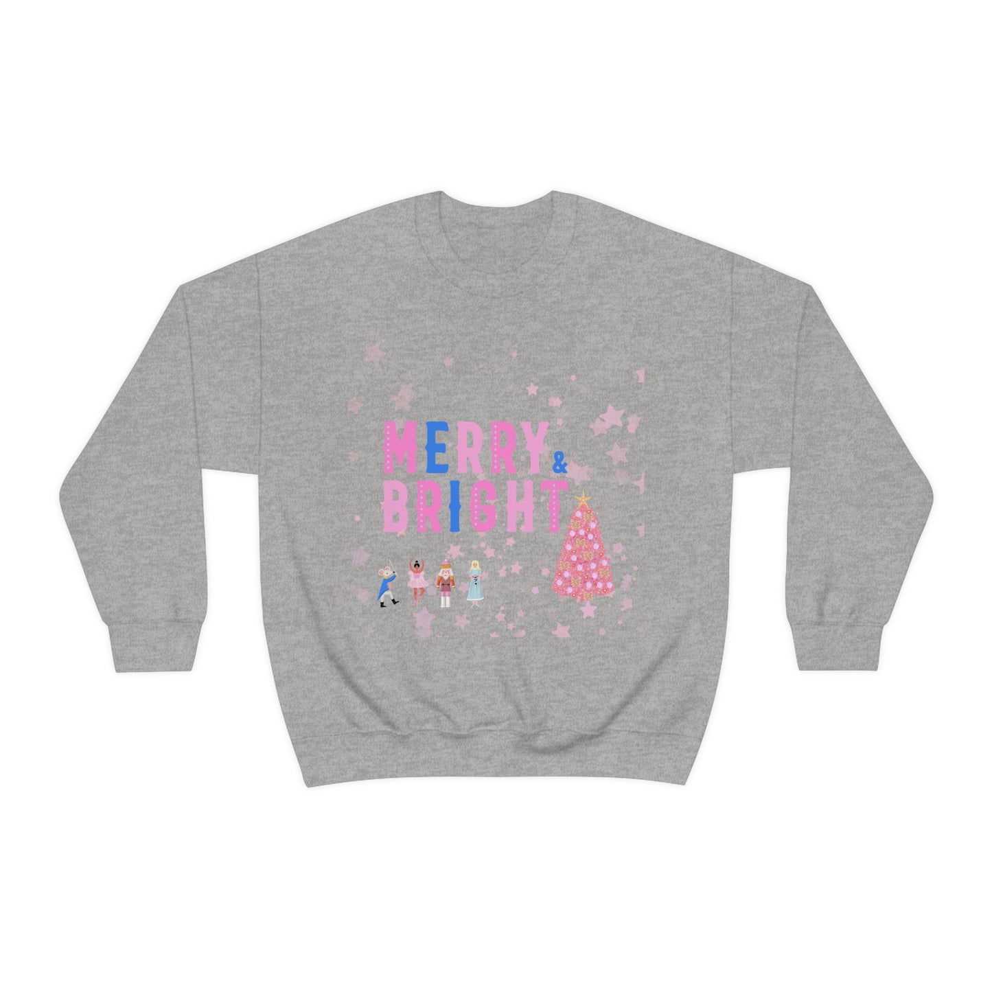 Pink Nutcracker Merry and Bright Minimalist Sweatshirt, Blue Nutcracker Sweatshirt, Trendy Christmas Sweatshirt, Pastel Xmas Crewneck
