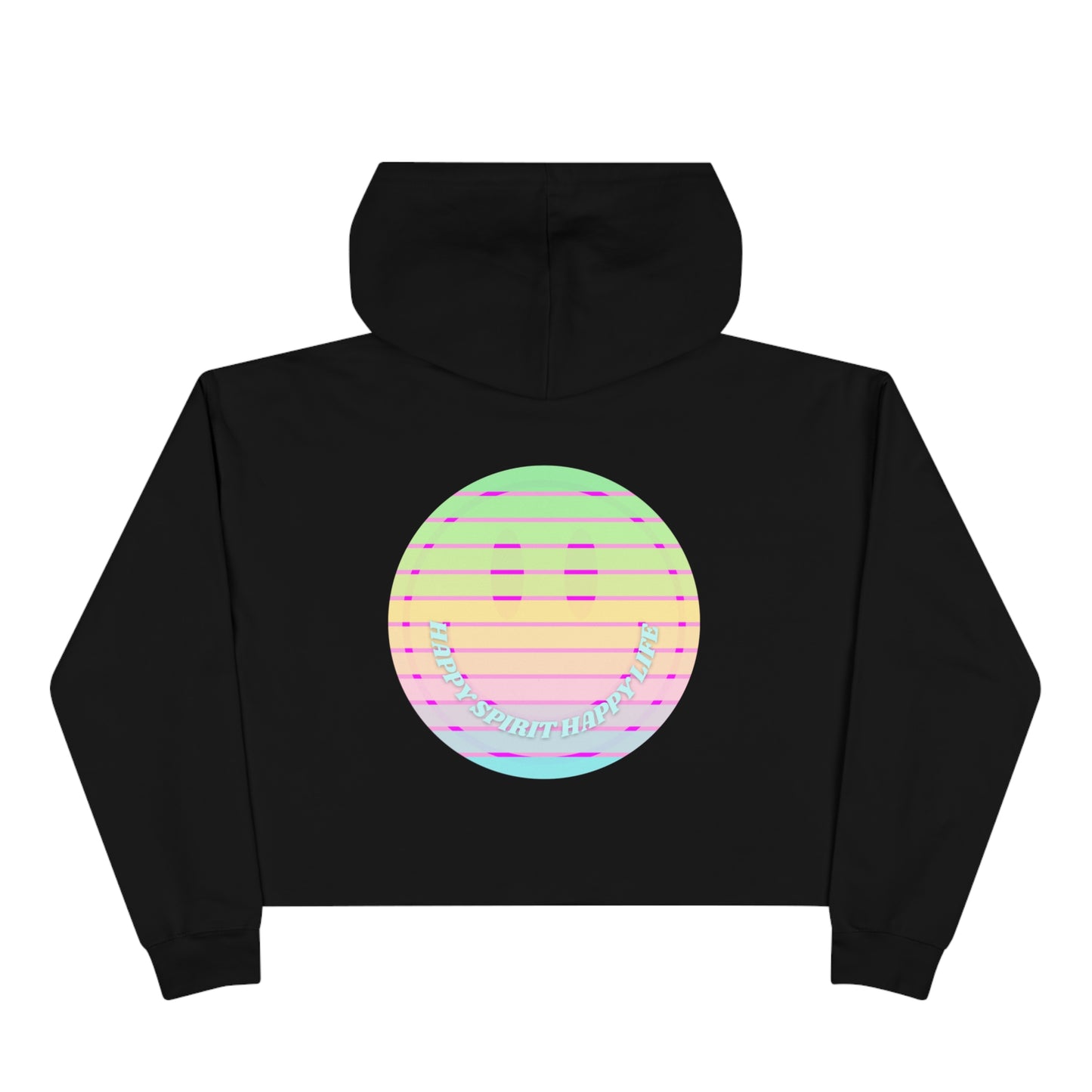 Aesthetic Cropped Hoodie, Smile Face Crop Top, Happy Spirit Happy Life Sunset Smile Cropped Top, Smile Hoodie, Hooded Cropped Pullover